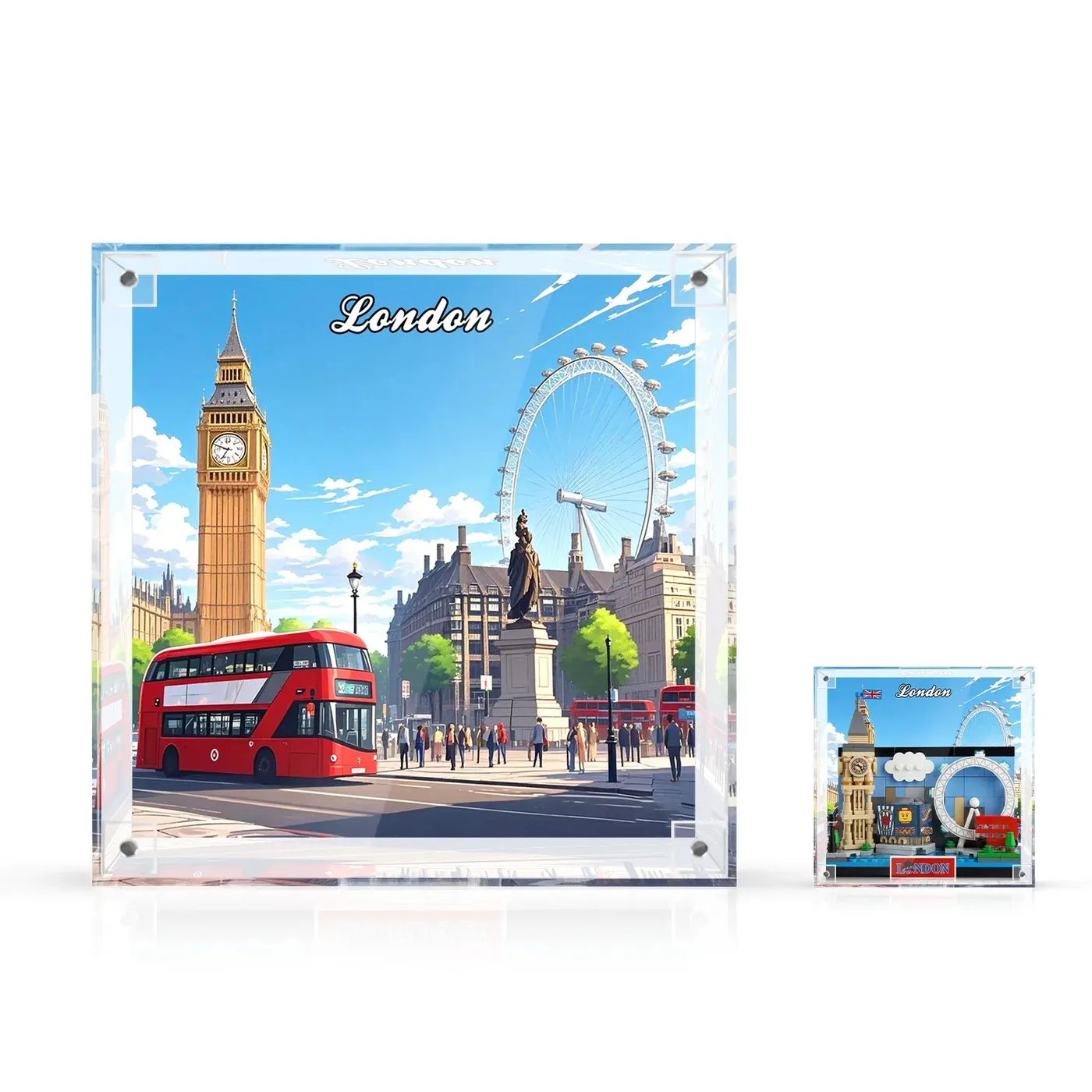 Displayrahmen-Kollektion für LEGO® City Postkarten aus einteiligem Acryl – 3D-Wandbild & Schreibtisch-Vitrine — 16