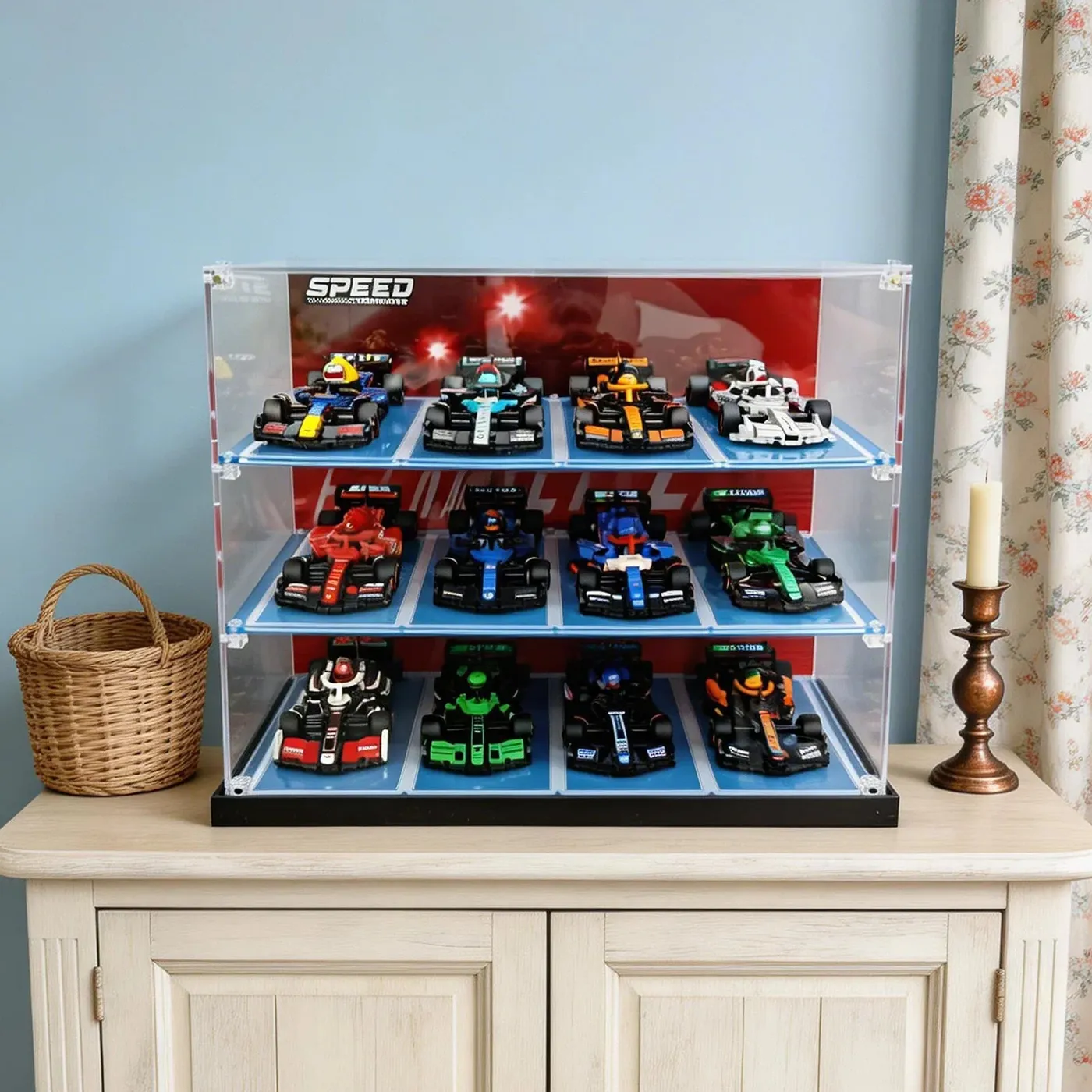 Gablota ekspozycyjna na 12 samochodów LEGO Speed Champions | 3-poziomowe rozwiązanie do ekspozycji samochodów LEGO — 5