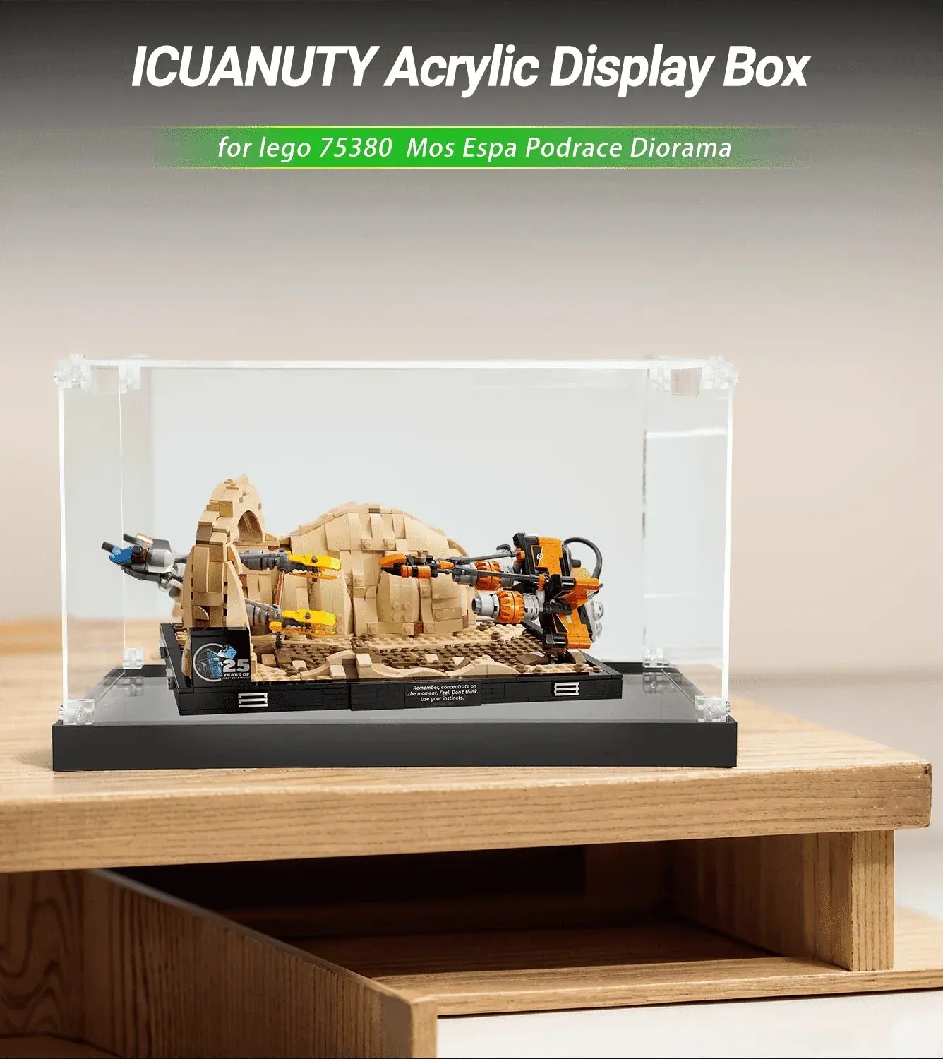 Vitrine für LEGO Mos Espa Podrace Diorama 75380 — 2