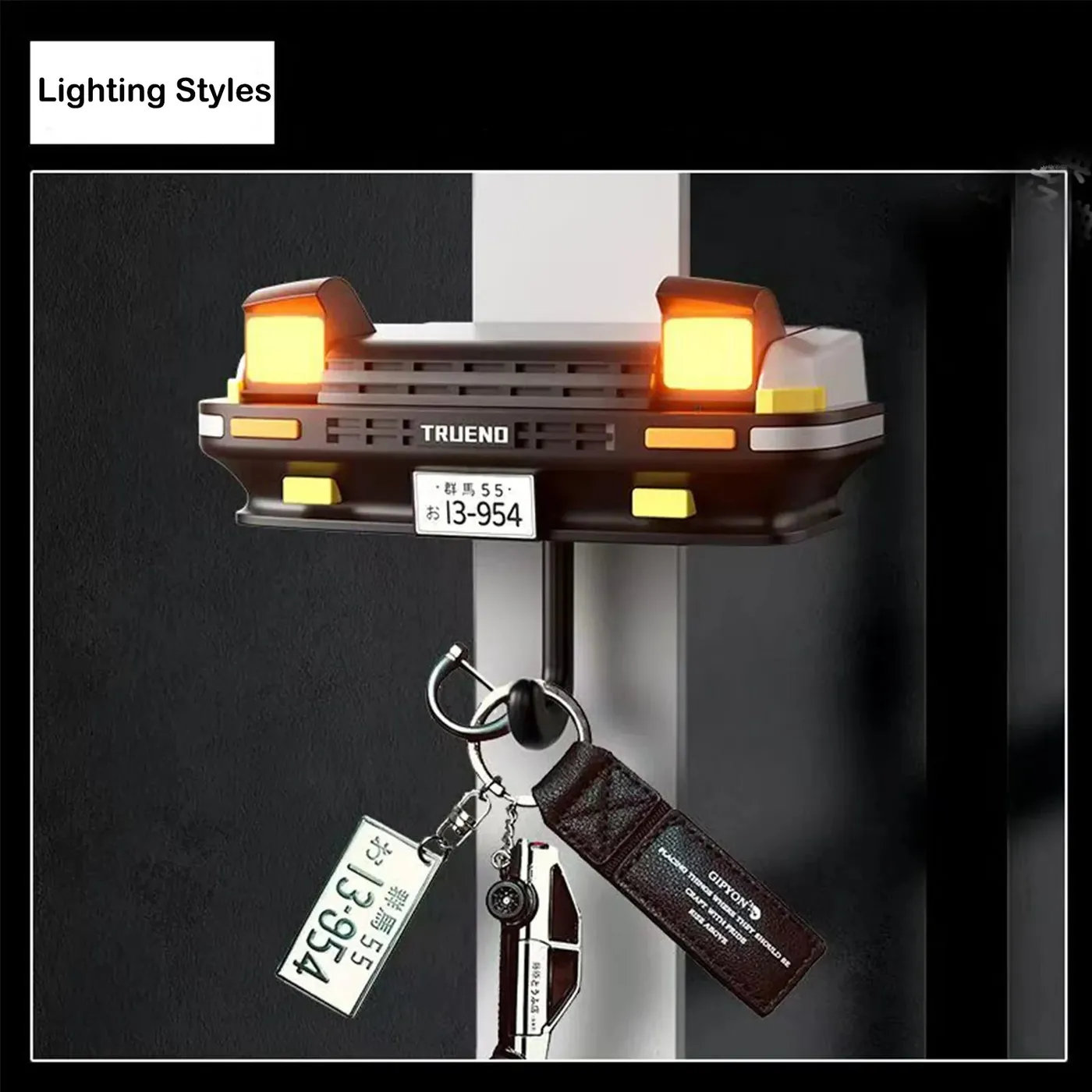 Nyckelhållare Initial D Toyota AE86 Trueno | Upplyst LED-väggkrok för JDM-fans
