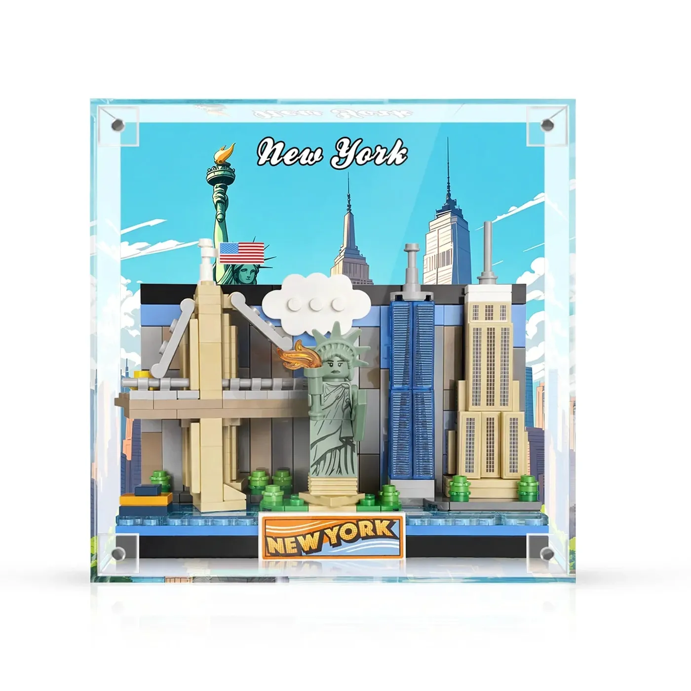 Displayrahmen für LEGO New York Postcard 40519 aus einteiligem Acryl – 3D-Wandbild & Schreibtisch-Vitrine