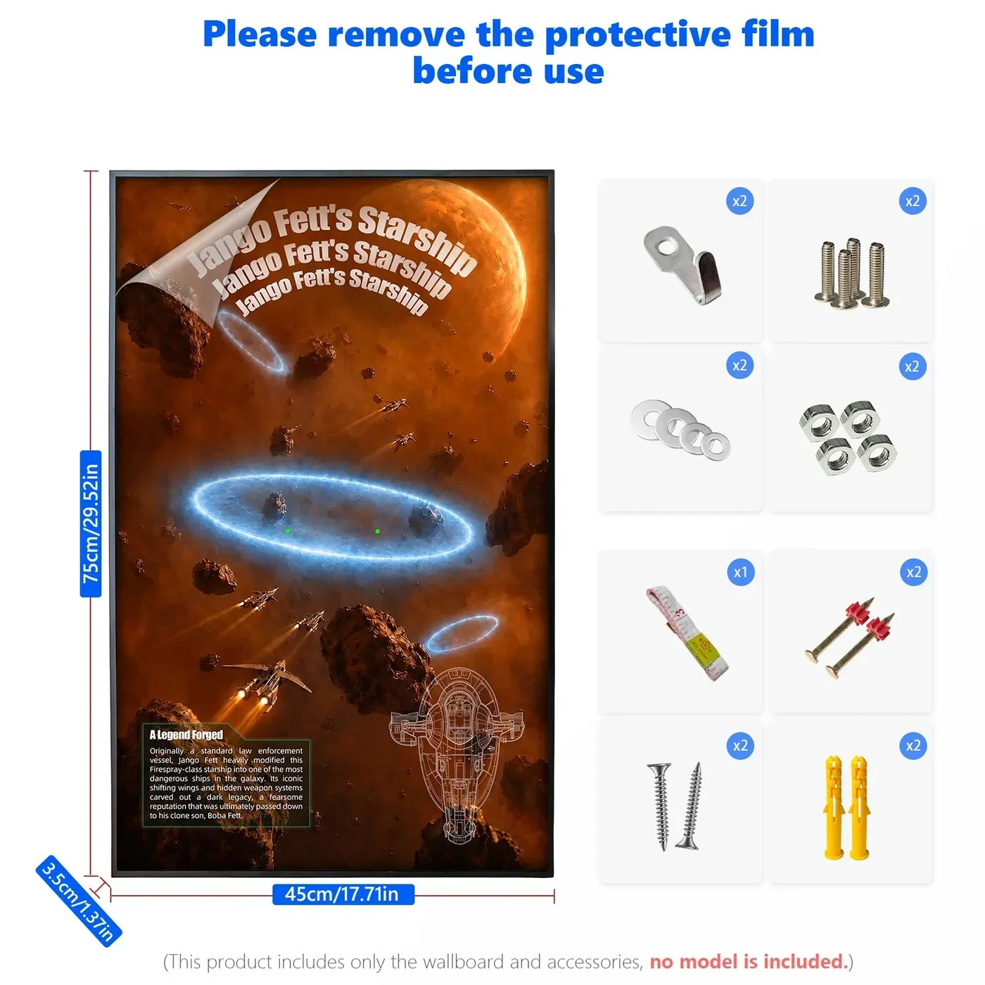 Sieninis eksponavimo rėmas LEGO Star Wars™ Jango Fett's Firespray-Class Starship 75409 — 3