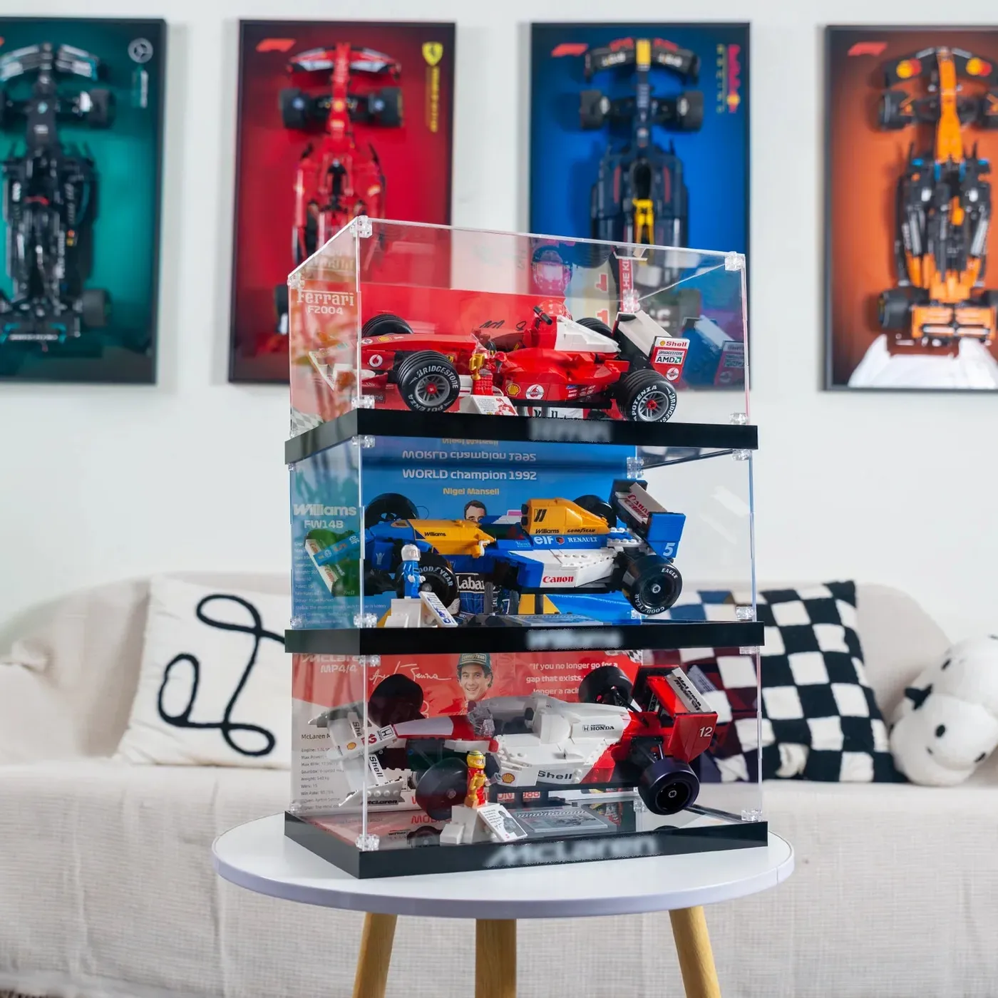 Display Case for LEGO® Icons F1 Legends Collection (McLaren MP4/4 10330, Williams FW14B 10353, Ferrari F2004 11375) — 2
