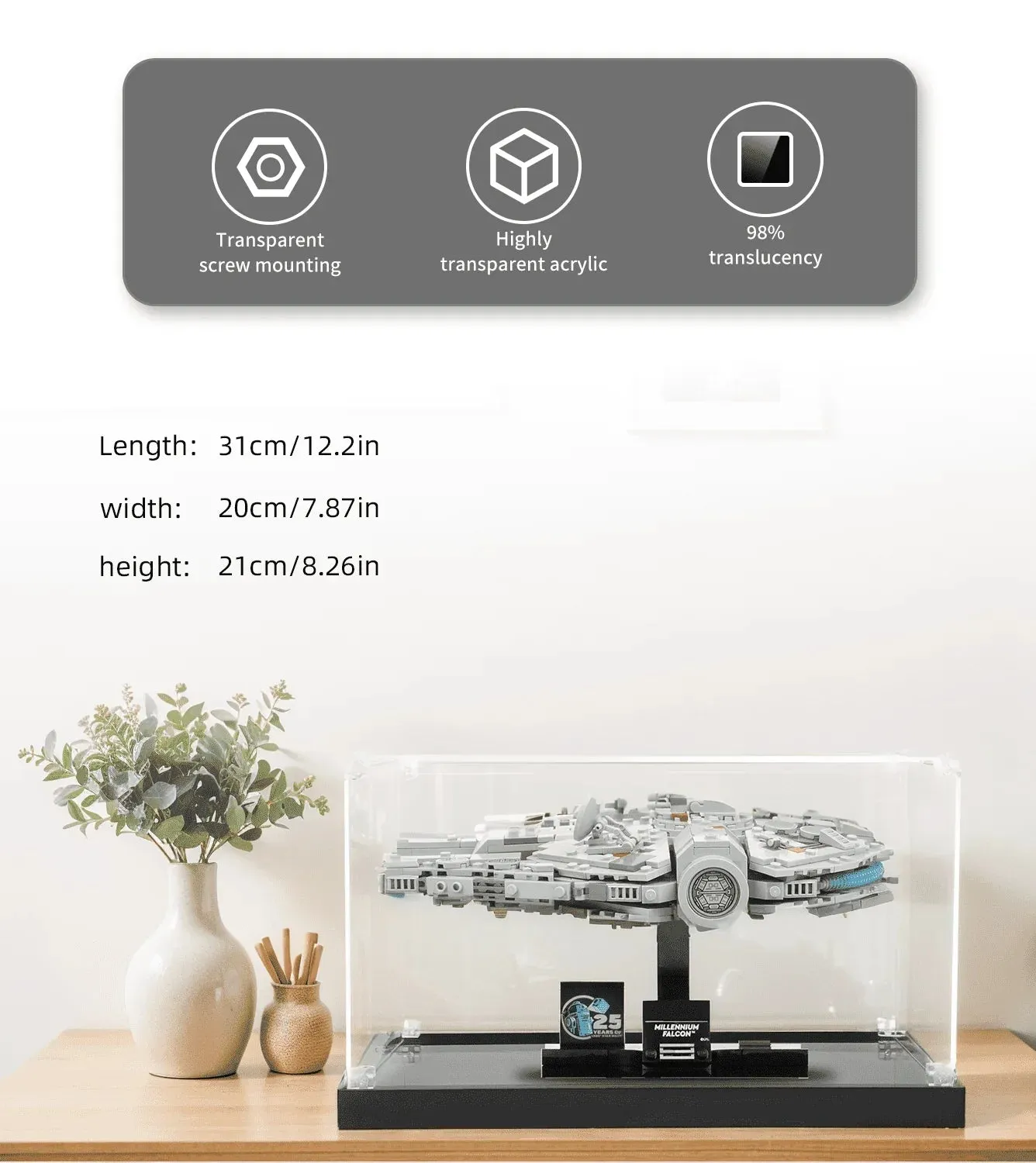 Vitrine für LEGO Star Wars Millennium Falcon 75375 — 6