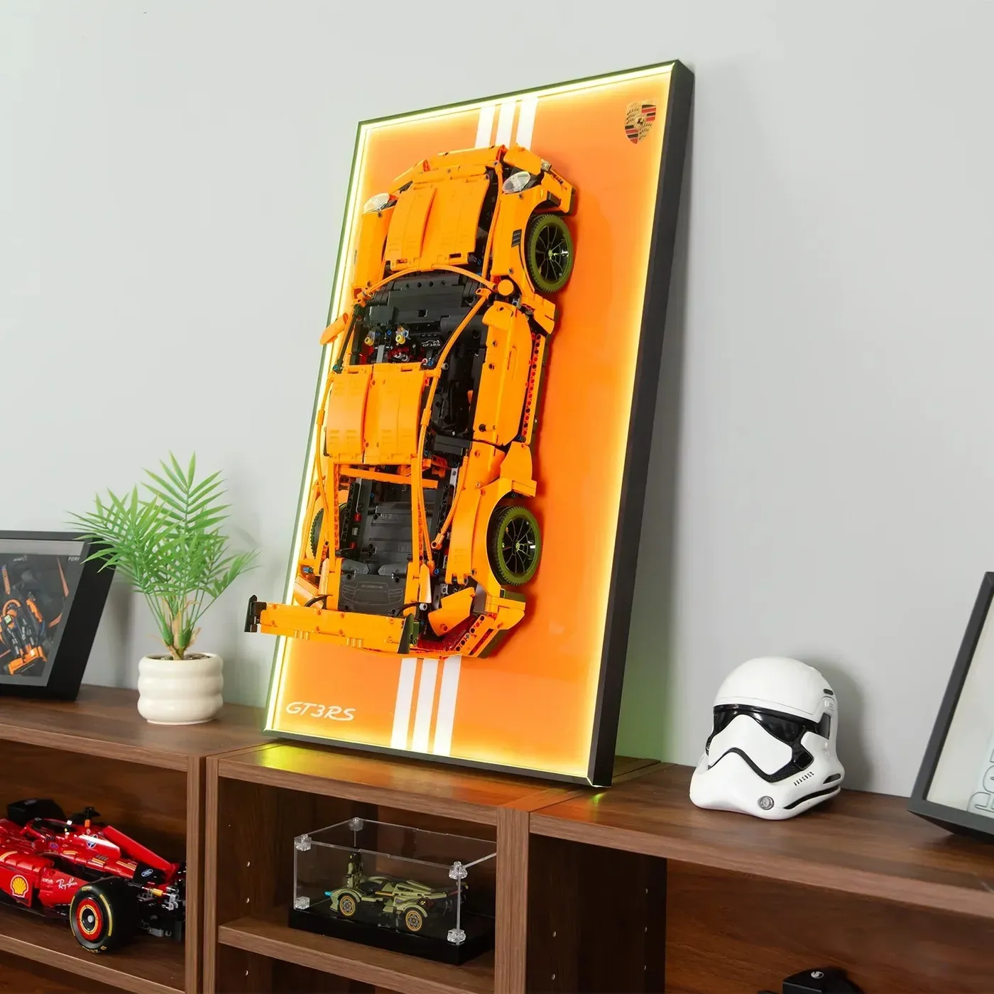 Sieninis eksponavimo rėmas LEGO Technic 42056 automobiliui Porsche 911 GT3 RS — 11