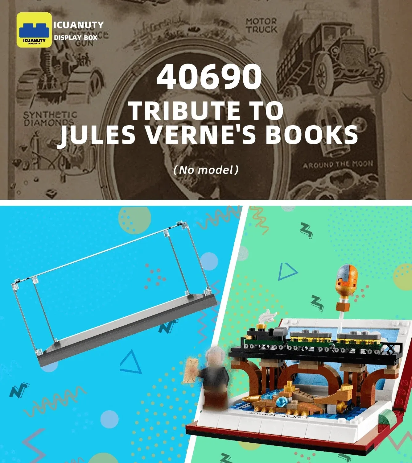 Display case for LEGO Tribute to Jules Verne's Books 40690 — 5