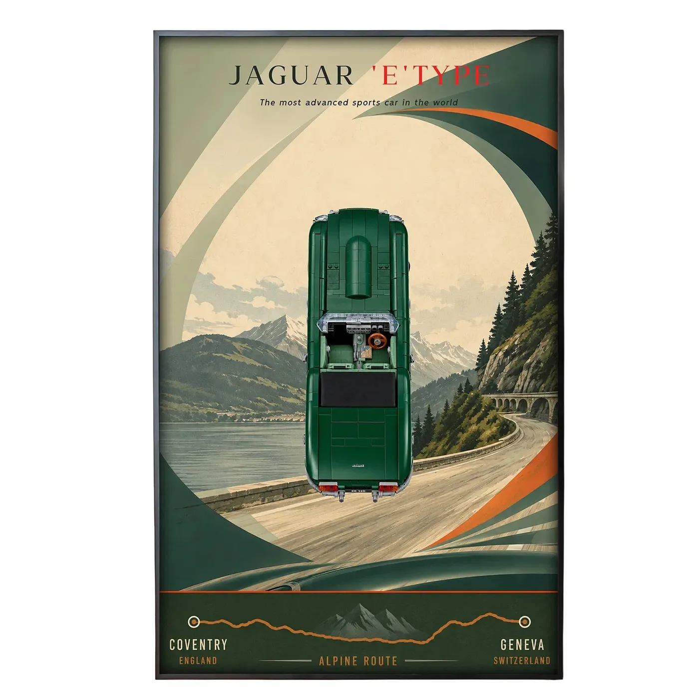Väggmonterad displayram för LEGO® Icons Jaguar E-Type 11381