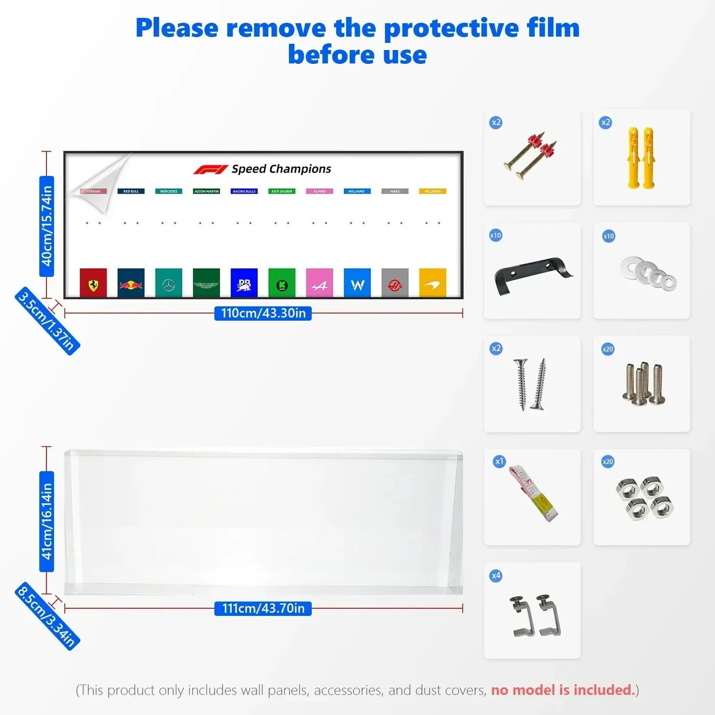 Display wall frame for LEGO Speed Champion F1 series Full Collection /horizontal line display — 22