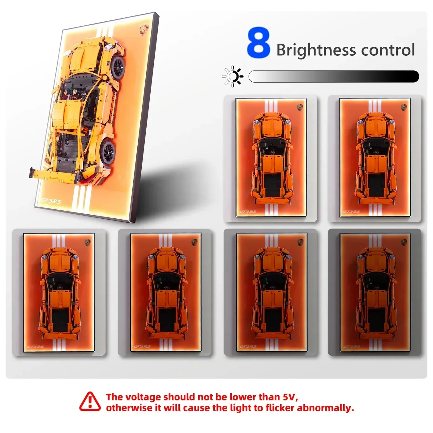 Sieninis eksponavimo rėmas LEGO Technic 42056 automobiliui Porsche 911 GT3 RS — 7