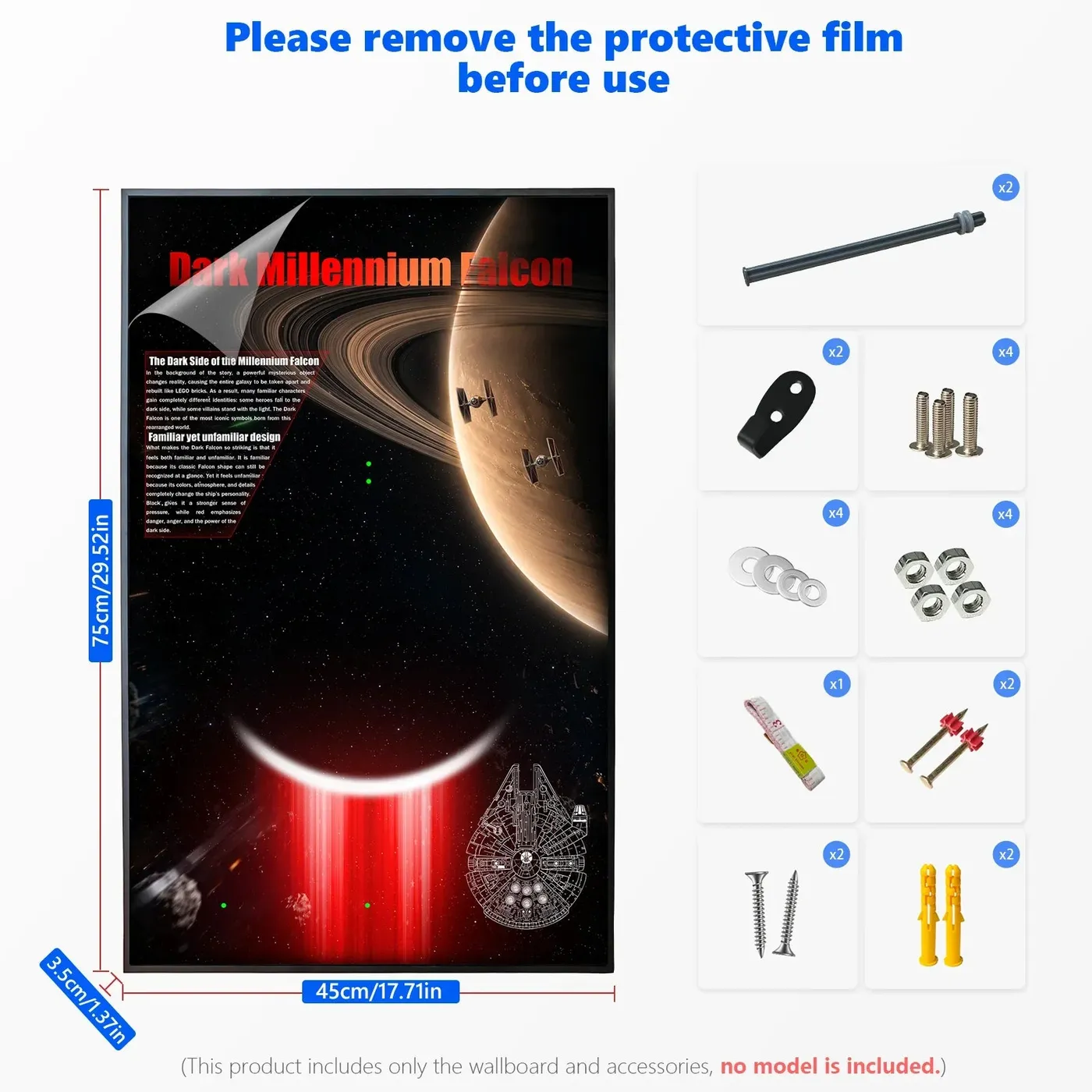 Väggmonterad displayram för LEGO Star Wars™ The Dark Falcon 75389 — 3