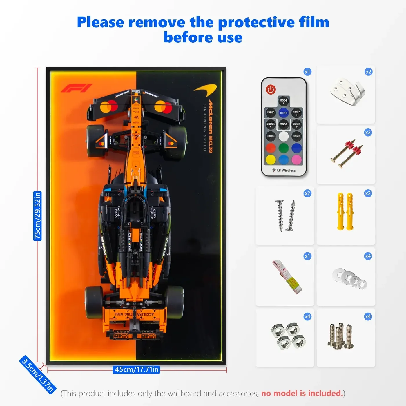 Premium sieninis eksponavimo rėmas, skirtas LEGO Technic McLaren MCL39 F1 Car (42228) — 28
