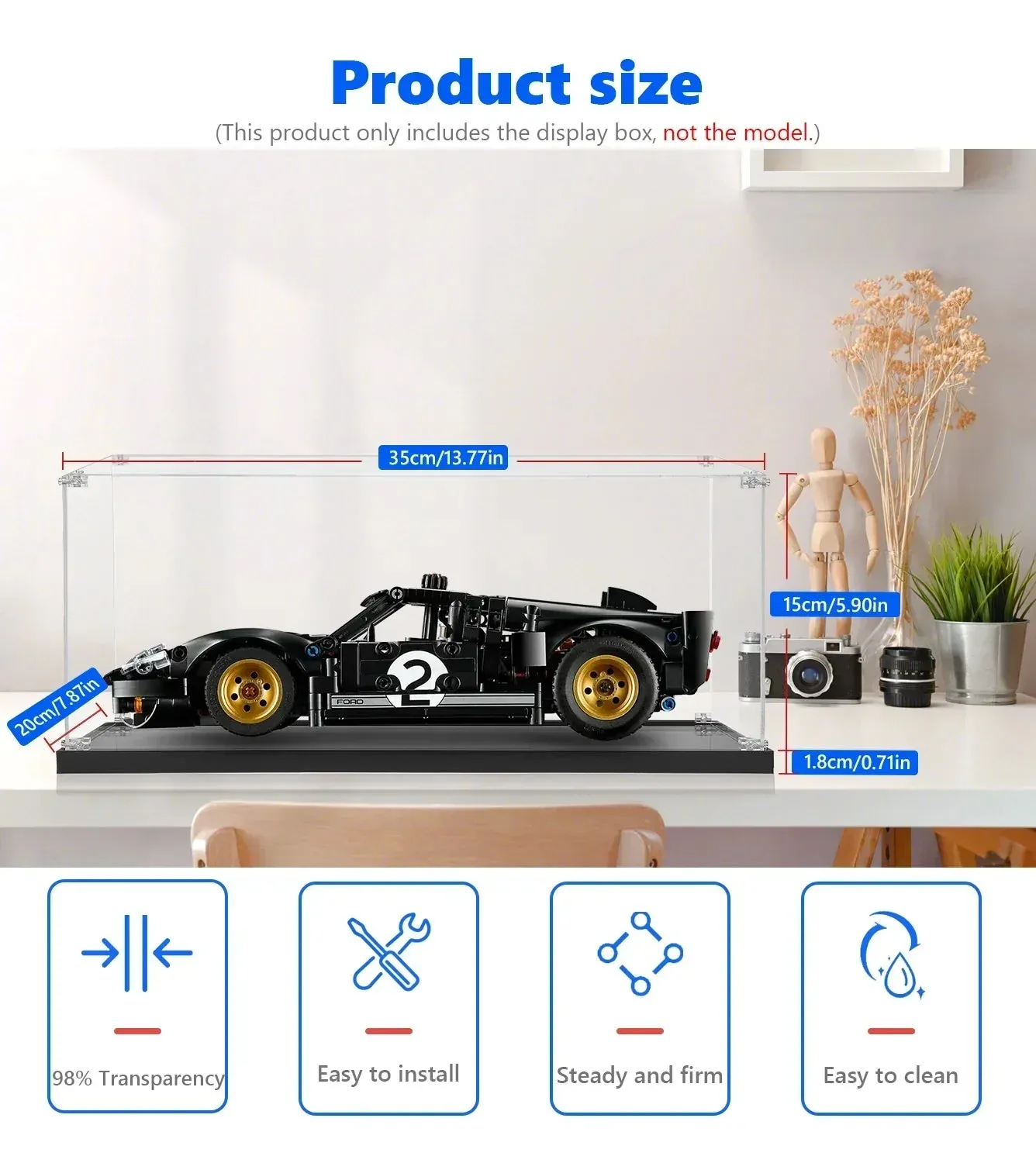 Display Case For LEGO Technic 1966 Ford GT40 MKII Race Car 42223 — 6