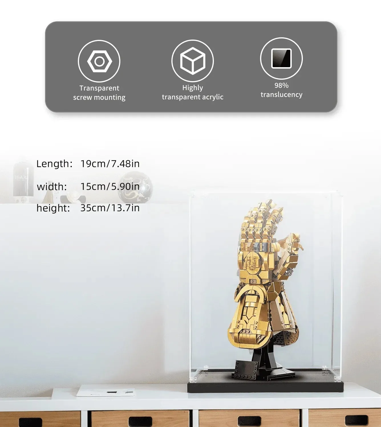 Display Case for Lego Infinity Gauntlet Glove 76191 /76223 Nano Gauntlet — 5