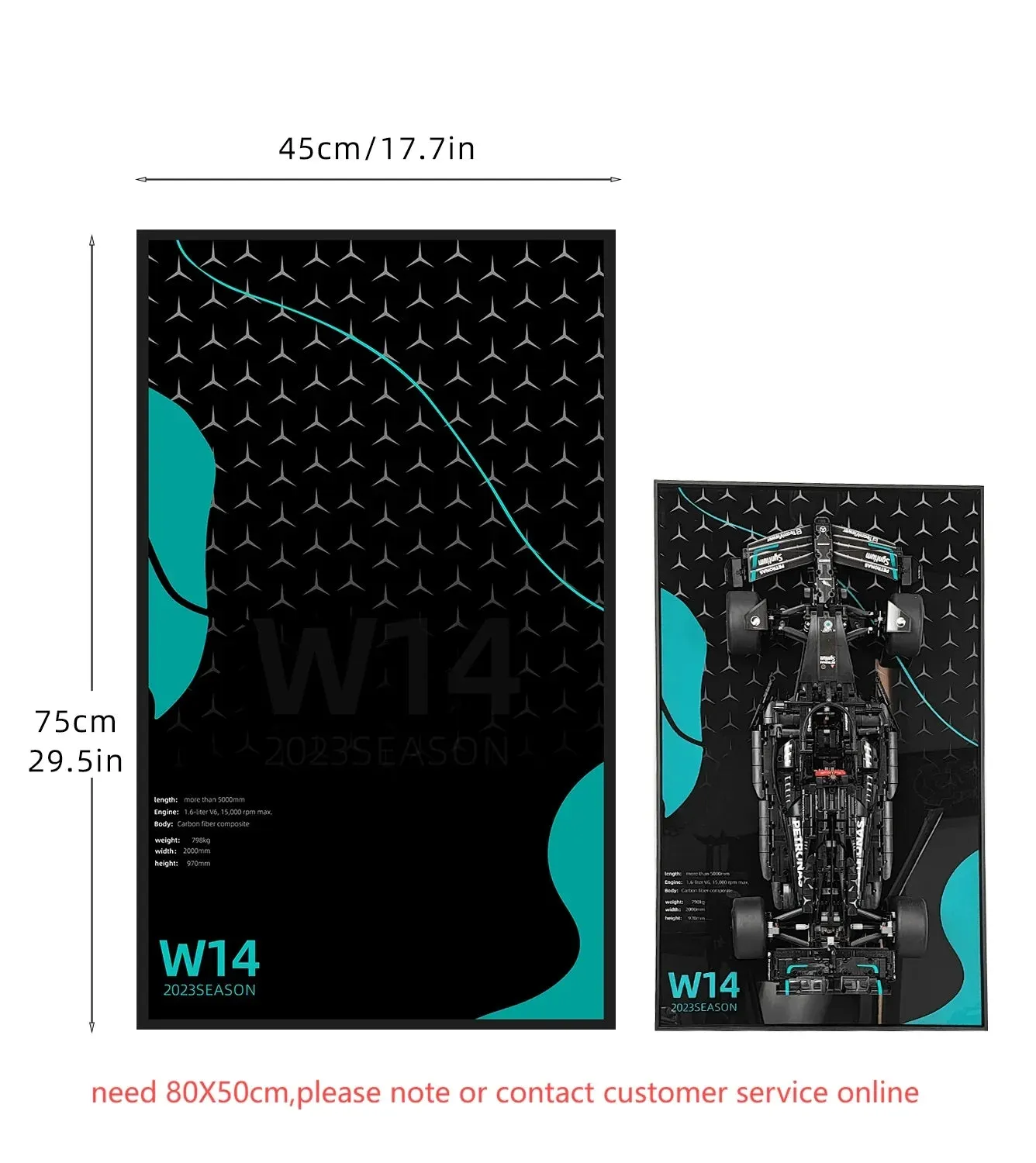 Sieninis eksponavimo rėmas LEGO Mercedes-AMG F1 W14 E (42171) — 2