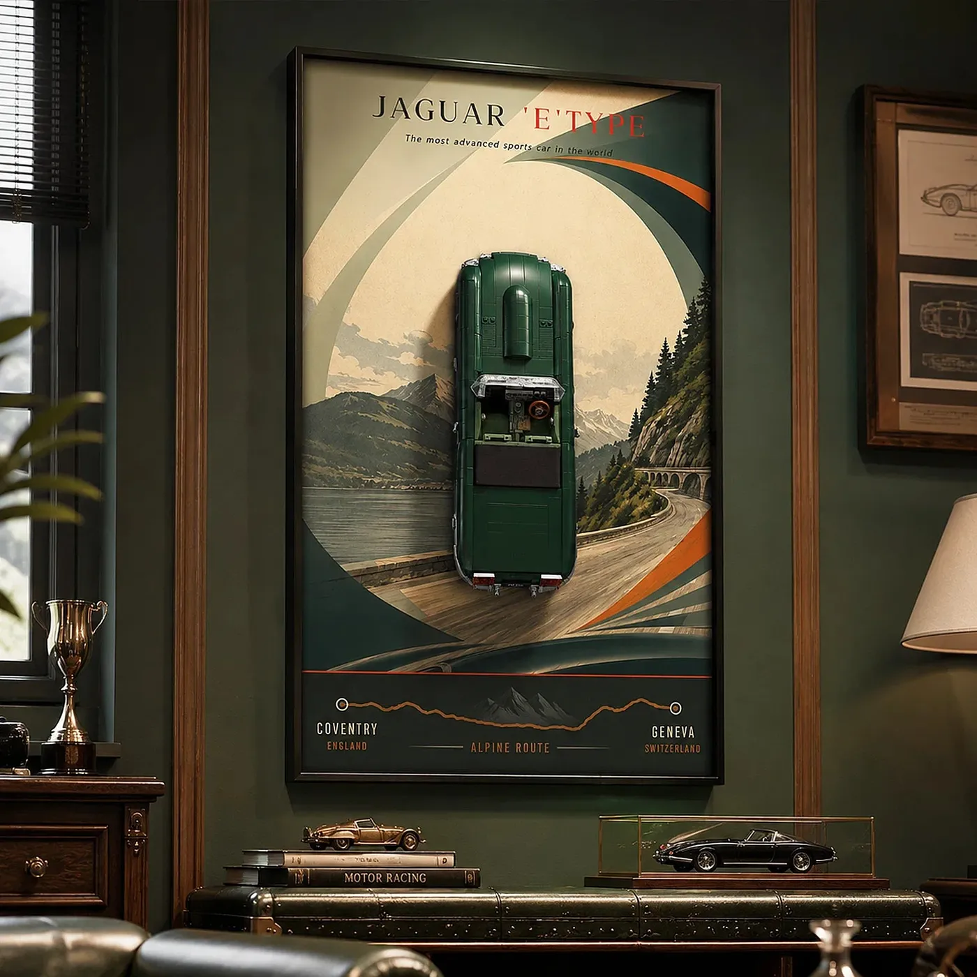 Väggmonterad displayram för LEGO® Icons Jaguar E-Type 11381 — 2