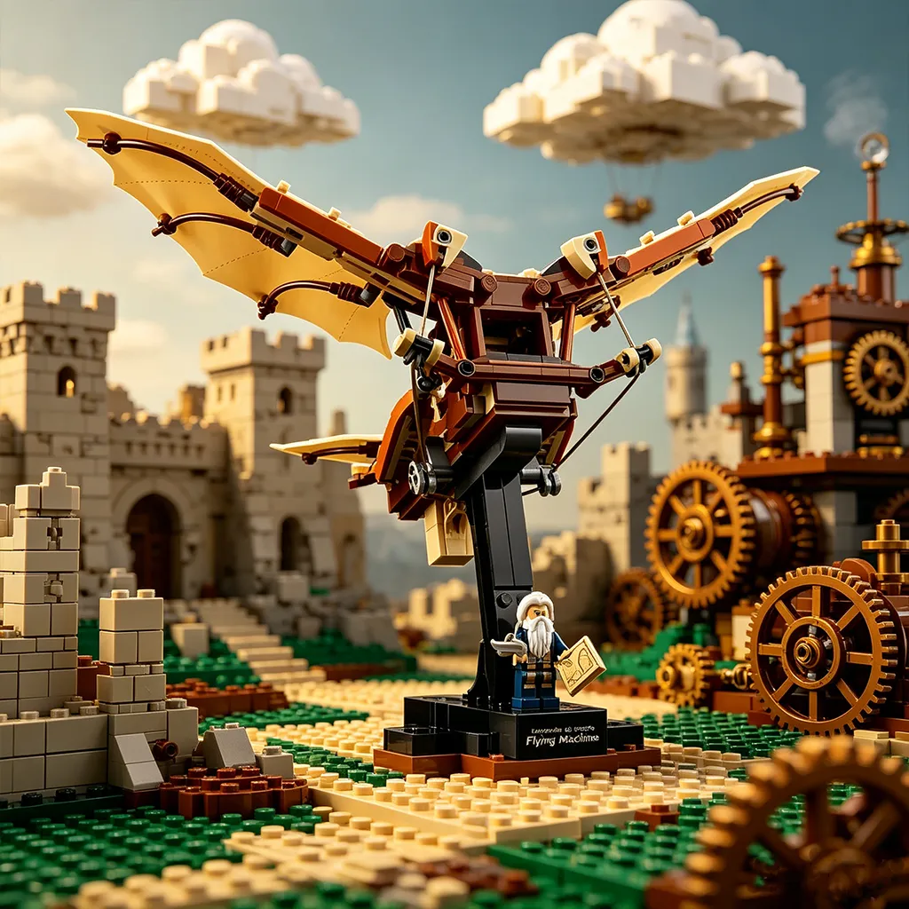 Ekspozycja LEGO Icons Machiny Latającej Leonarda da Vinci (10363)