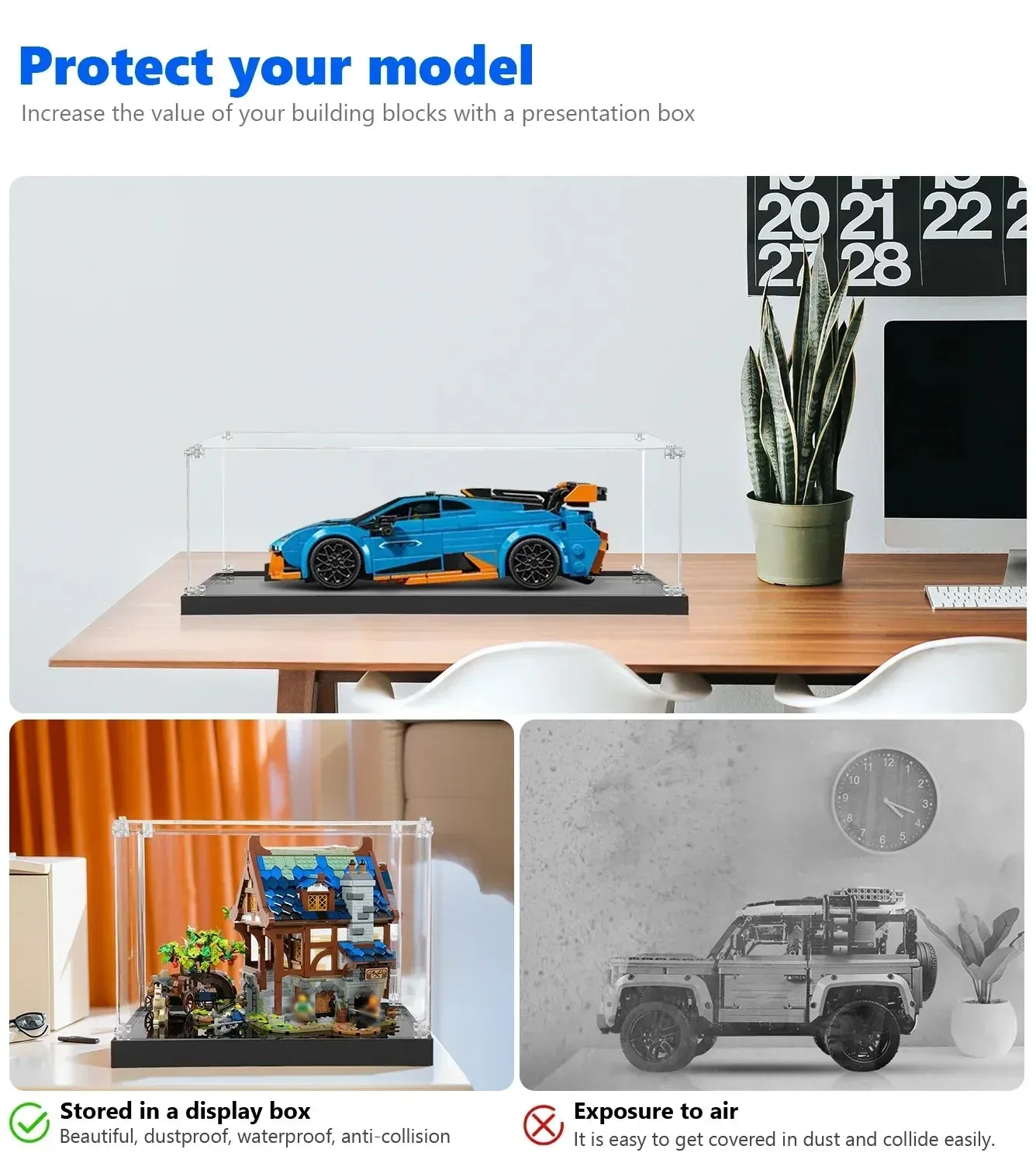 Vitrine für LEGO® Speed Champions Lamborghini Revuelto & Huracán STO 77238 (Blau) — 4