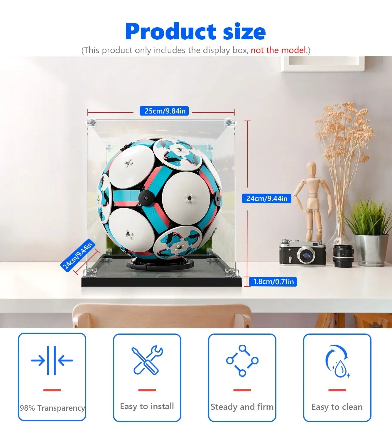 Premium Display Case Compatible with LEGO® Editions Soccer Ball 43019 — 7