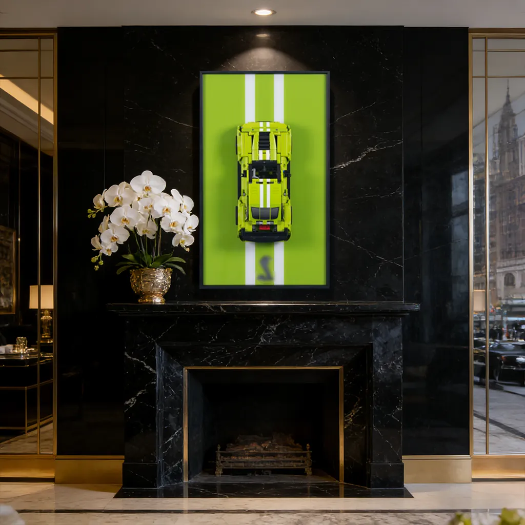 The Soul of American Muscle: Transforming the LEGO Technic 42138 Shelby GT500 into Industrial Wall Art