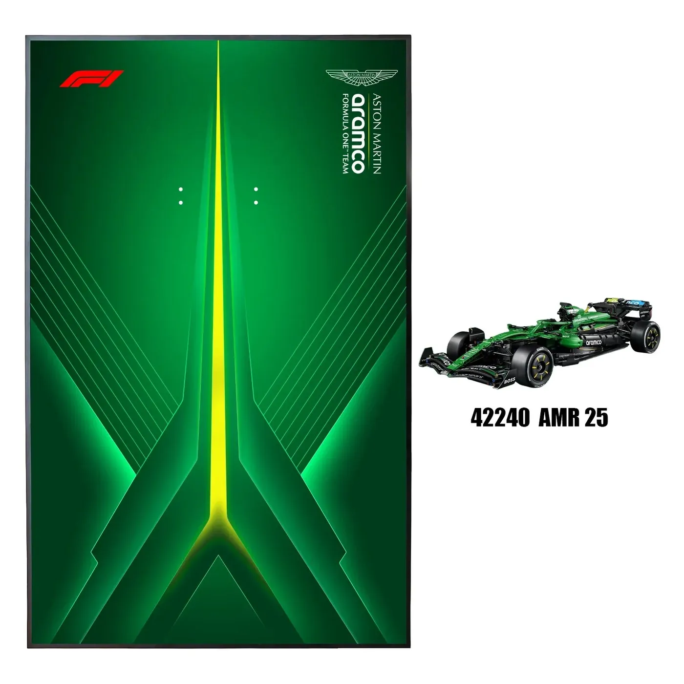 Sieninis eksponavimo rėmas LEGO Technic™ Aston Martin Aramco AMR25 F1® Car 42240 — 8