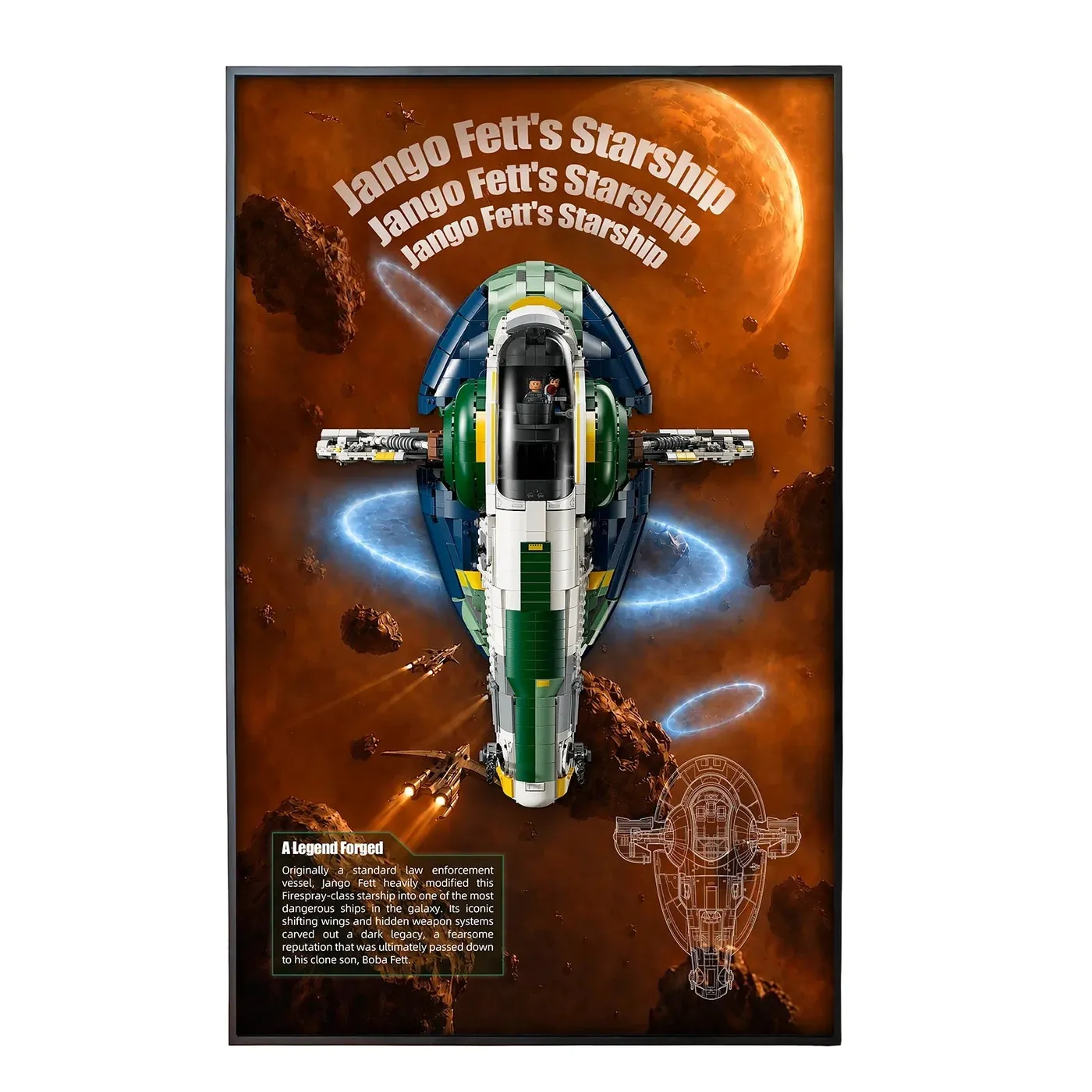 Sieninis eksponavimo rėmas LEGO Star Wars™ Jango Fett's Firespray-Class Starship 75409