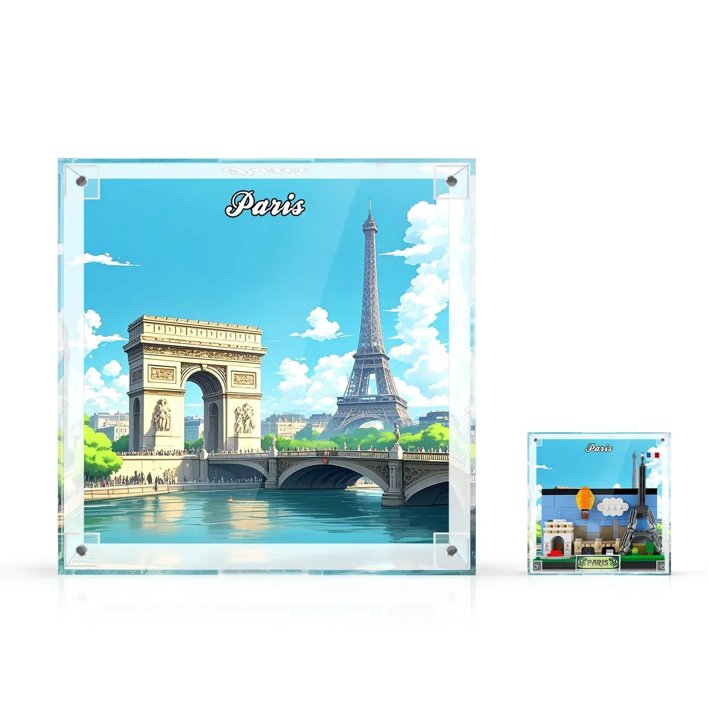 Displayrahmen für LEGO Paris Postcard 40568 aus einteiligem Acryl – 3D-Wandbild & Schreibtisch-Vitrine — 3