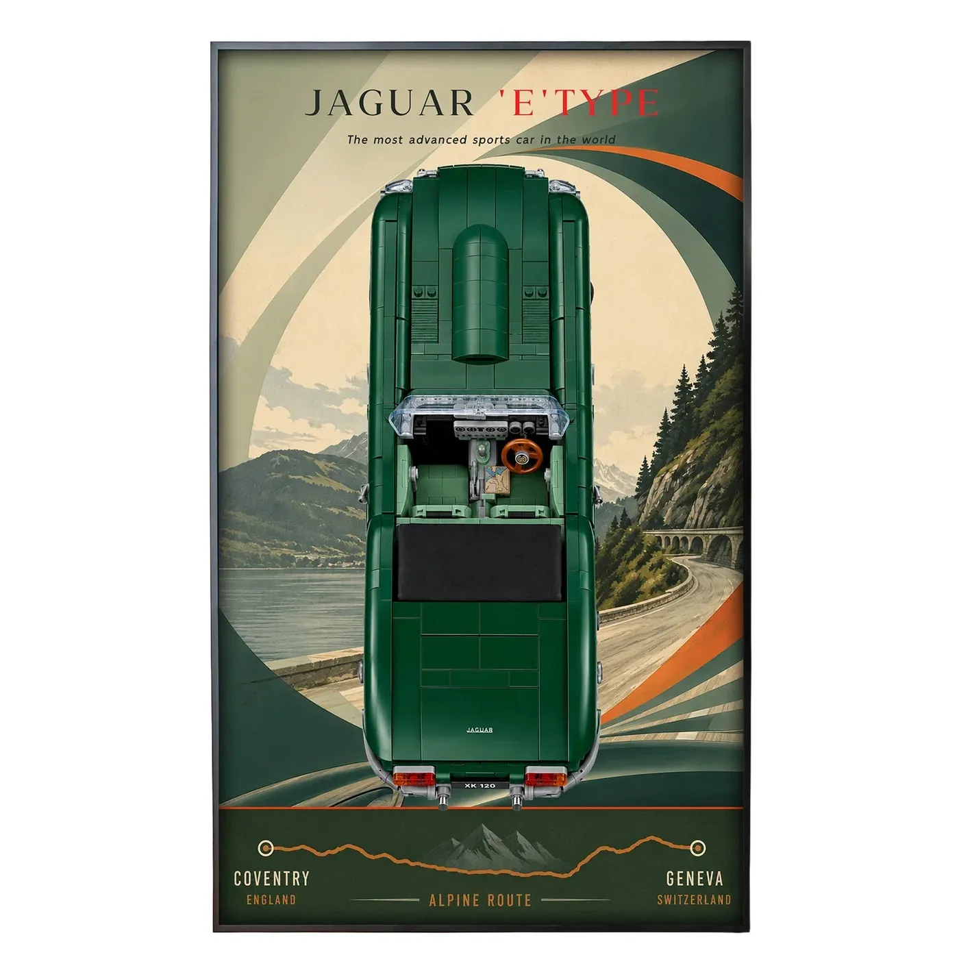 Väggmonterad displayram för LEGO® Icons Jaguar E-Type 11381 — 3