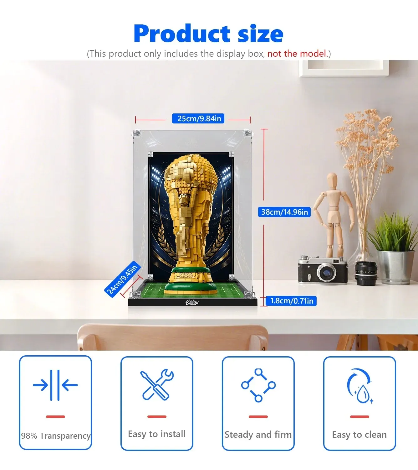 Premium eksponavimo dėžė, suderinama su LEGO® FIFA World Cup™ Official Trophy 43020 – 2026 m. leidimas — 3
