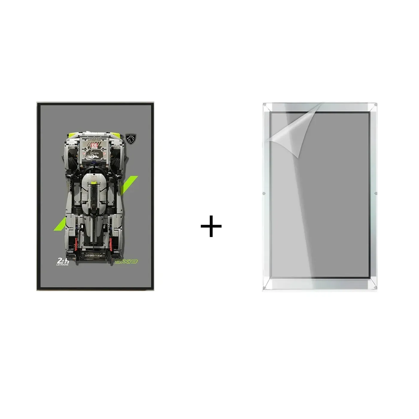 Väggmonterad displayram för LEGO 42156 Technic™ PEUGEOT 9X8 24H Le Mans Hybrid Hypercar — 24