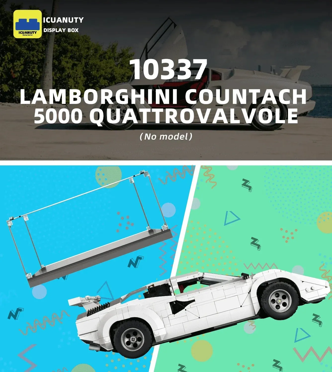Vitrine für LEGO Lamborghini Countach 5000 Quattrovalvole 10337 — 5