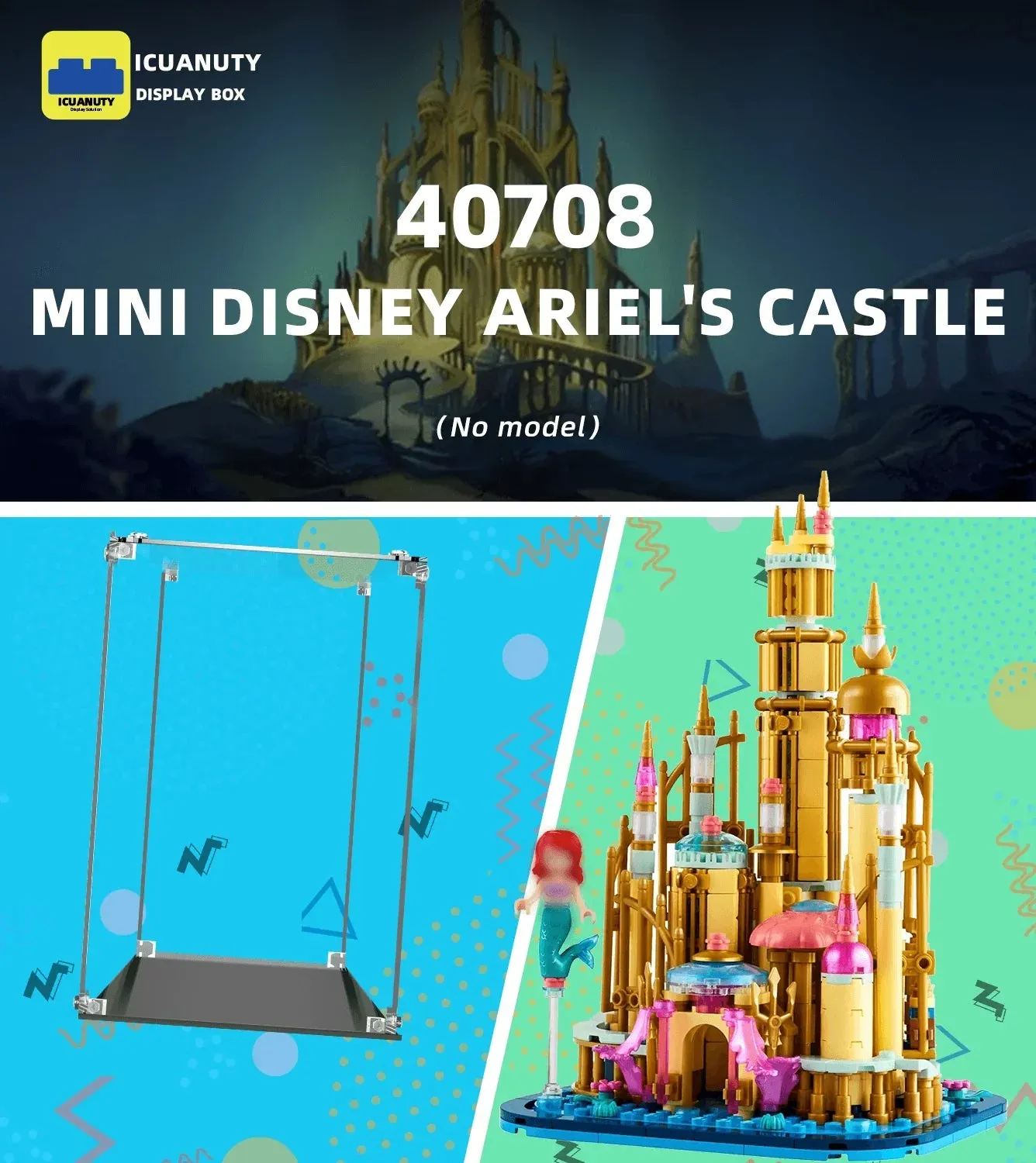 Display case for LEGO Mini Disney Ariel's Castle 40708 — 6
