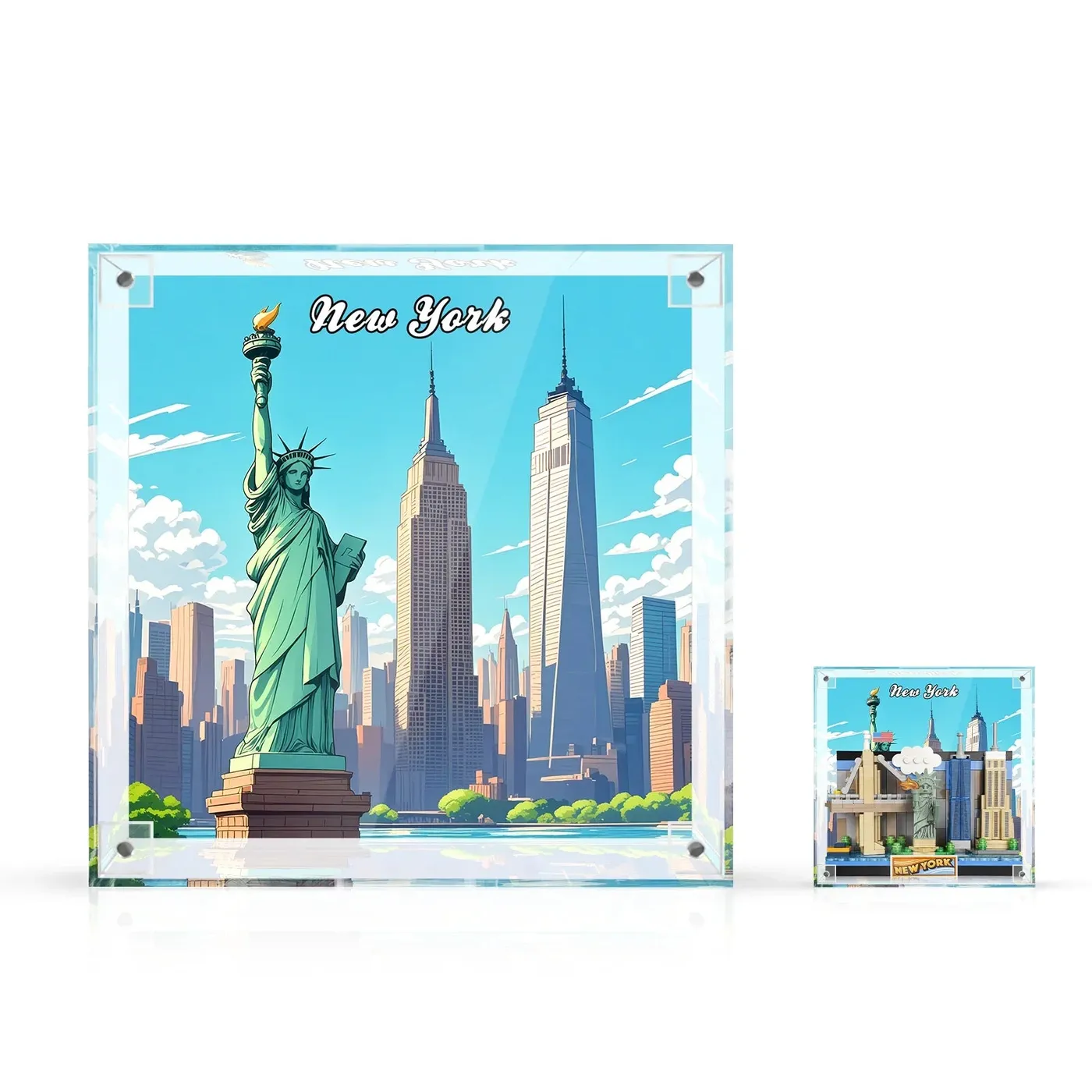 Displayrahmen für LEGO New York Postcard 40519 aus einteiligem Acryl – 3D-Wandbild & Schreibtisch-Vitrine — 3
