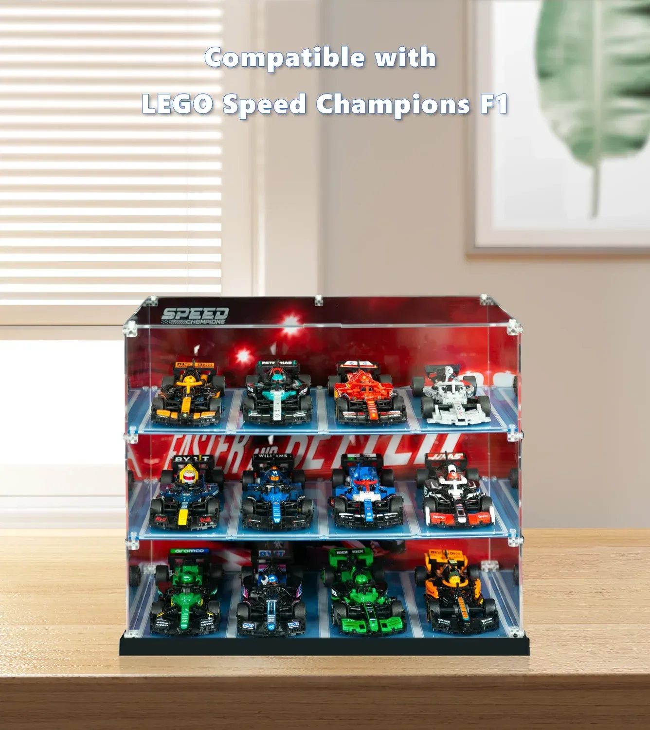 Gablota ekspozycyjna na 12 samochodów LEGO Speed Champions | 3-poziomowe rozwiązanie do ekspozycji samochodów LEGO — 7