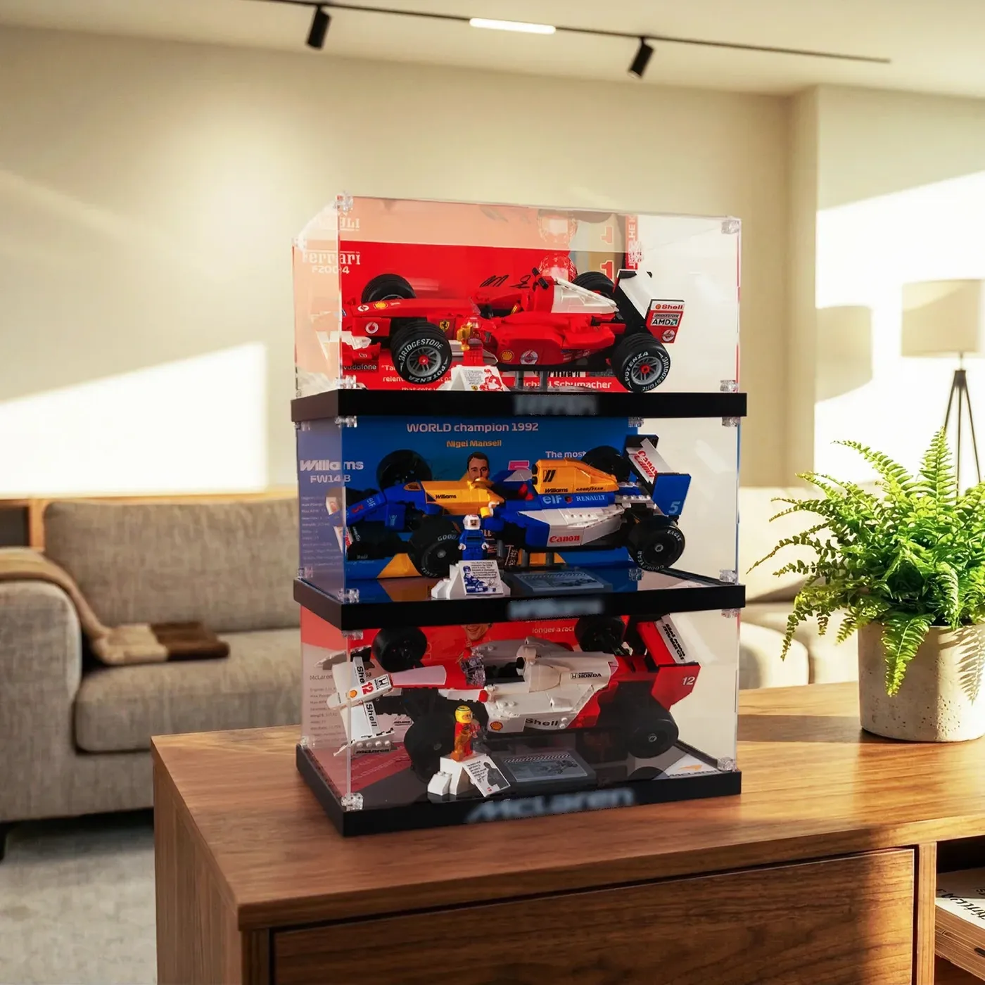 Display Case for LEGO® Icons F1 Legends Collection (McLaren MP4/4 10330, Williams FW14B 10353, Ferrari F2004 11375) — 15