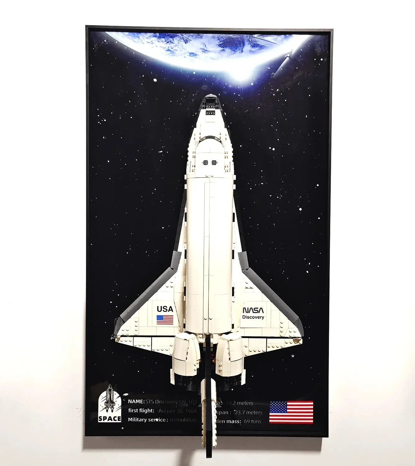 Väggmonterad displayram för LEGO® 10283 Icons NASA Space Shuttle Discovery — 2