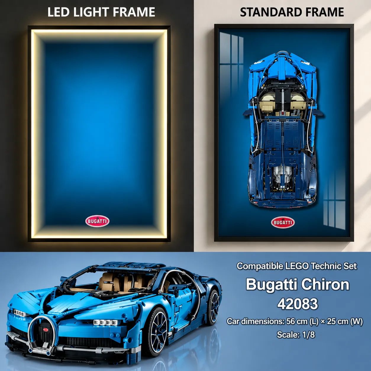 Wand-Displayrahmen für LEGO® 42083 Technic™ Bugatti Chiron — 2