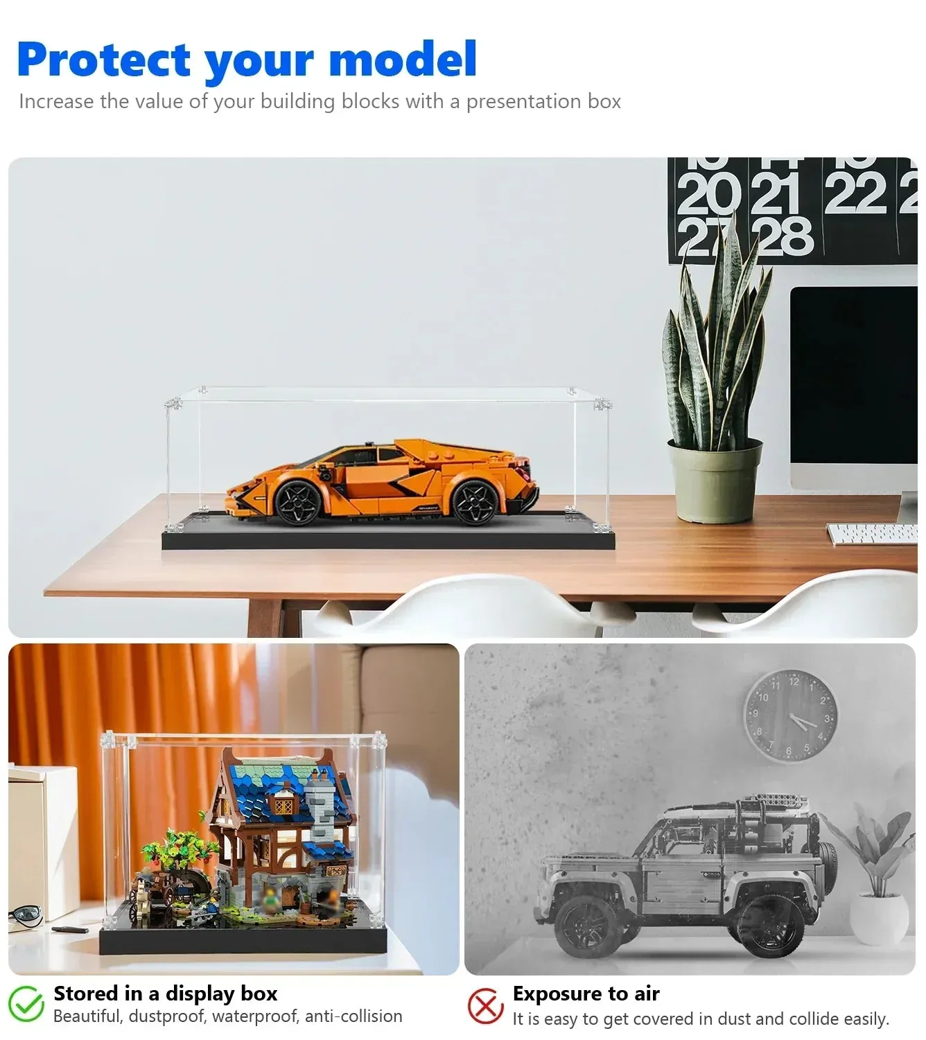Display Case for LEGO® Speed Champions Lamborghini Revuelto & Huracán STO 77238 (Orang) — 4