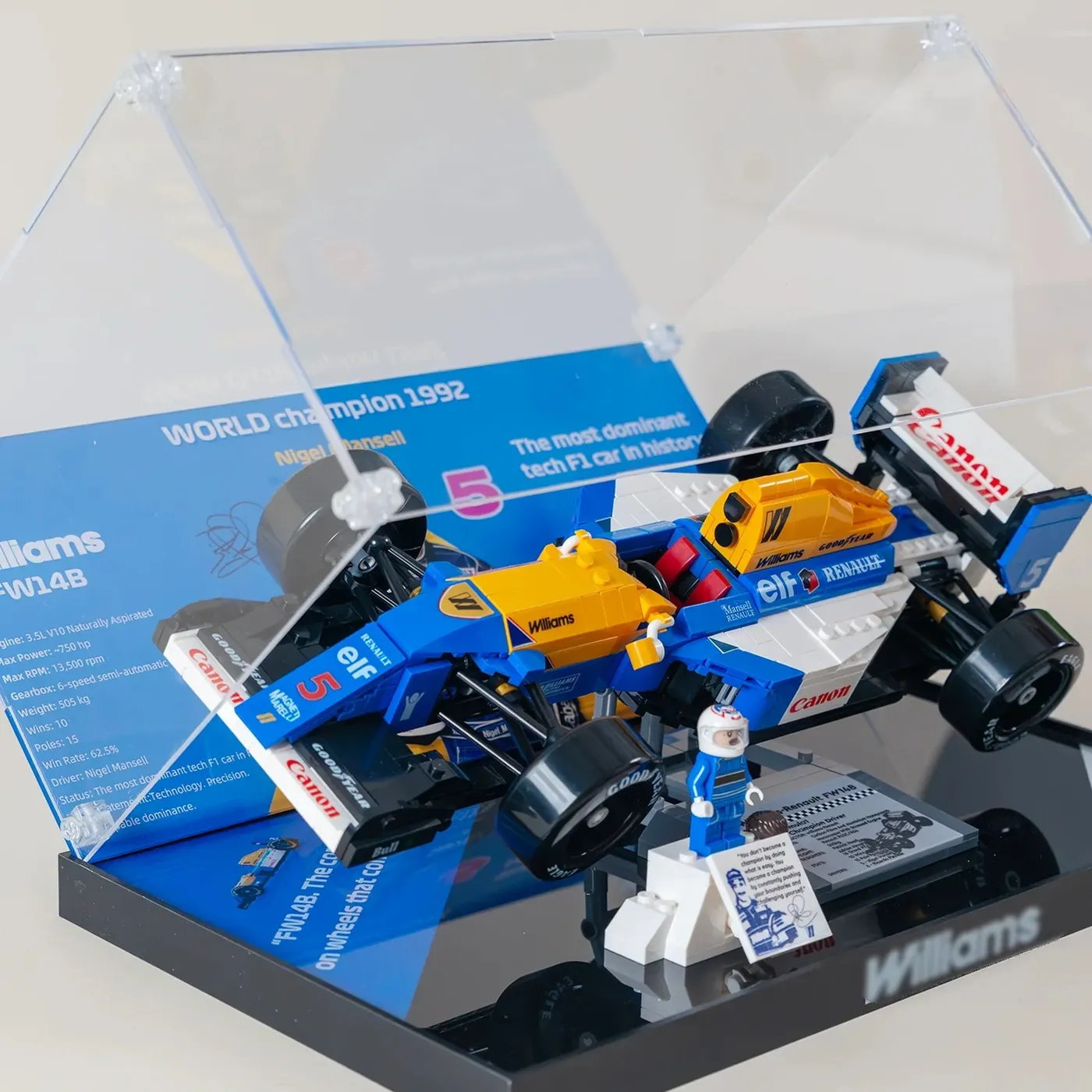 Display Case for LEGO® Icons F1 Legends Collection (McLaren MP4/4 10330, Williams FW14B 10353, Ferrari F2004 11375) — 16