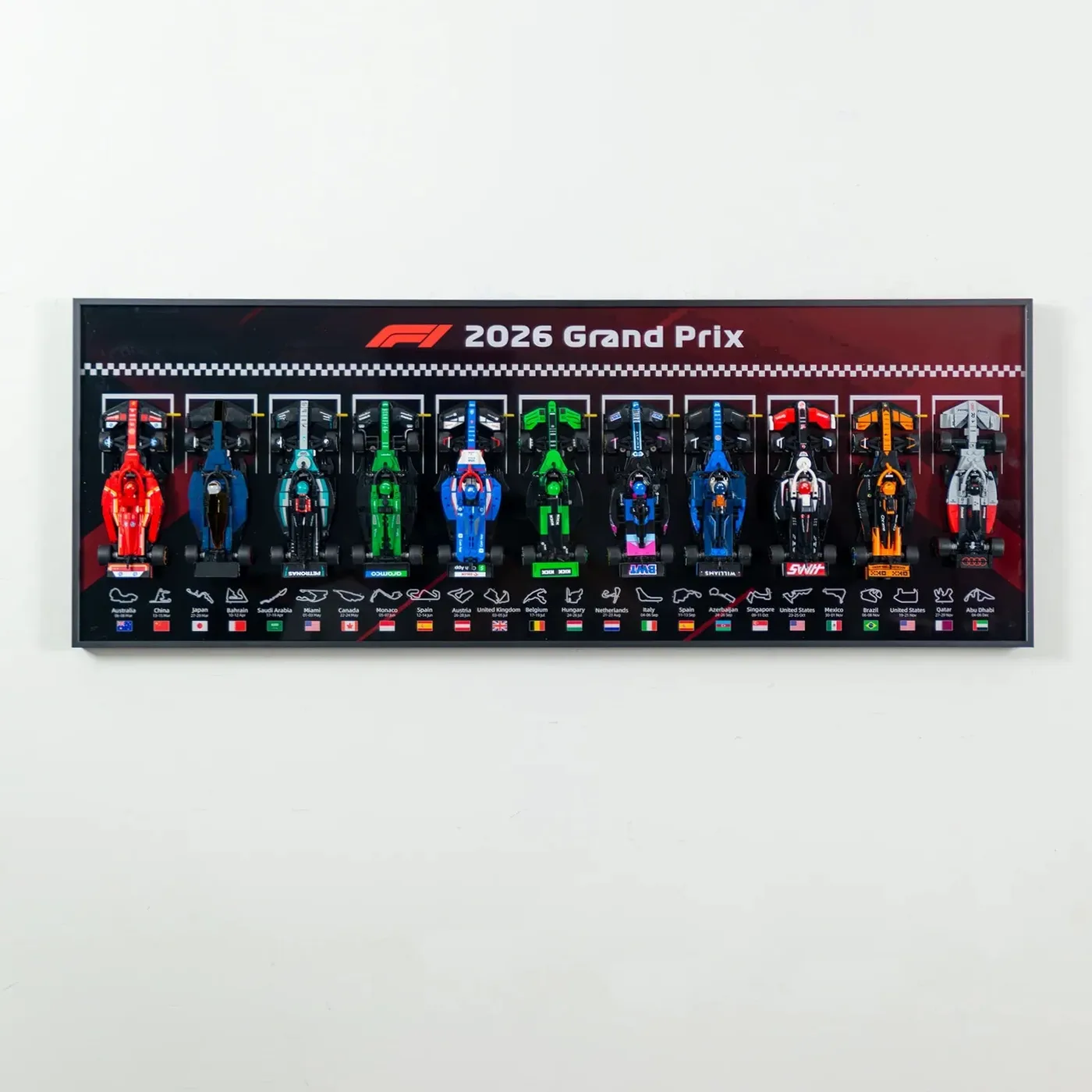 Sieninis eksponavimo rėmas LEGO Speed Champions F1 serijai / horizontalus, naujiena 2026 — 2