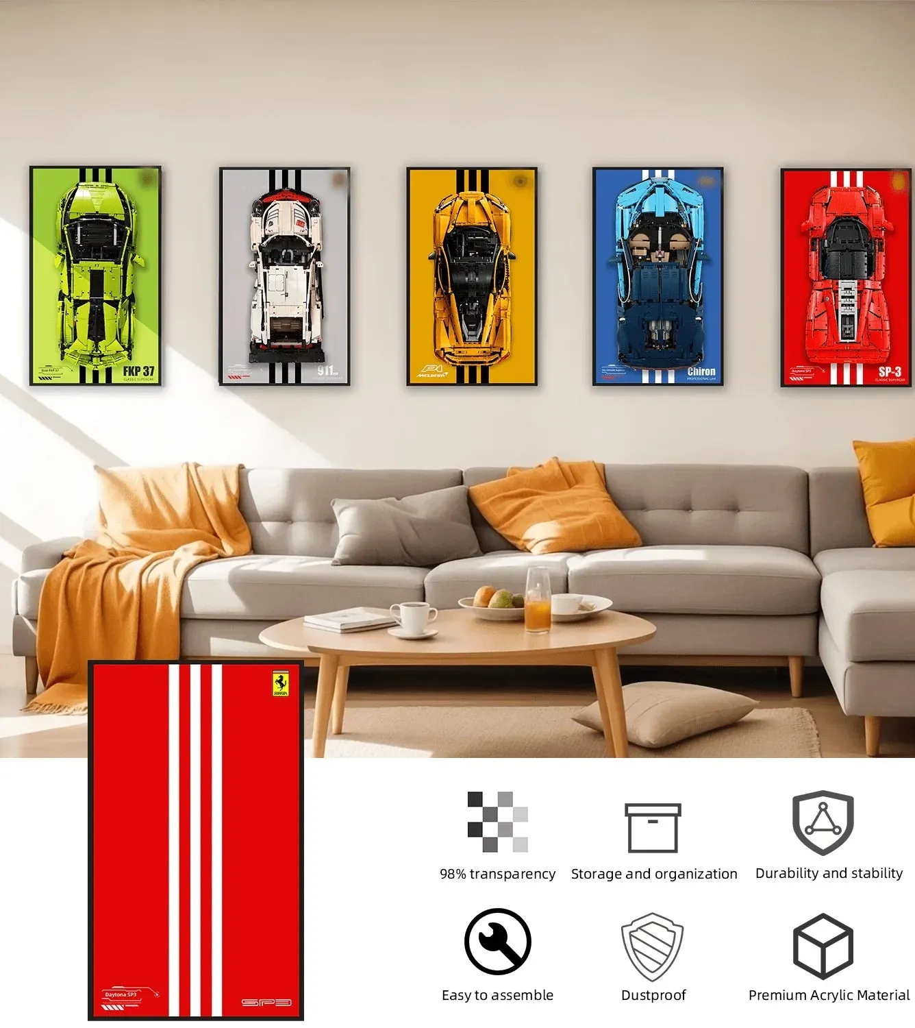 [Seria 3-ICONS] Ramka ekspozycyjna na ścianę do superaut LEGO Technic — 3
