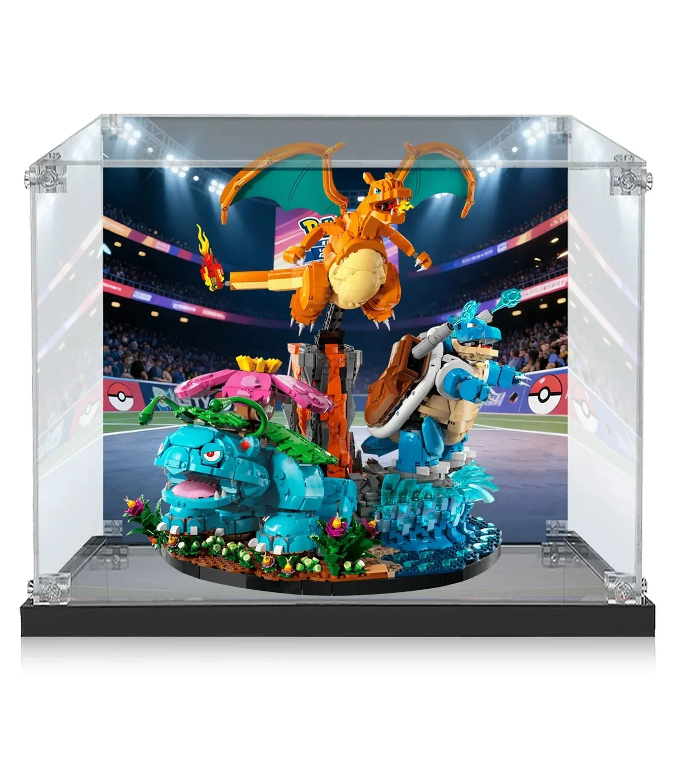 Gablota ekspozycyjna Premium kompatybilna z LEGO Pokémon Venusaur, Charizard and Blastoise 72153