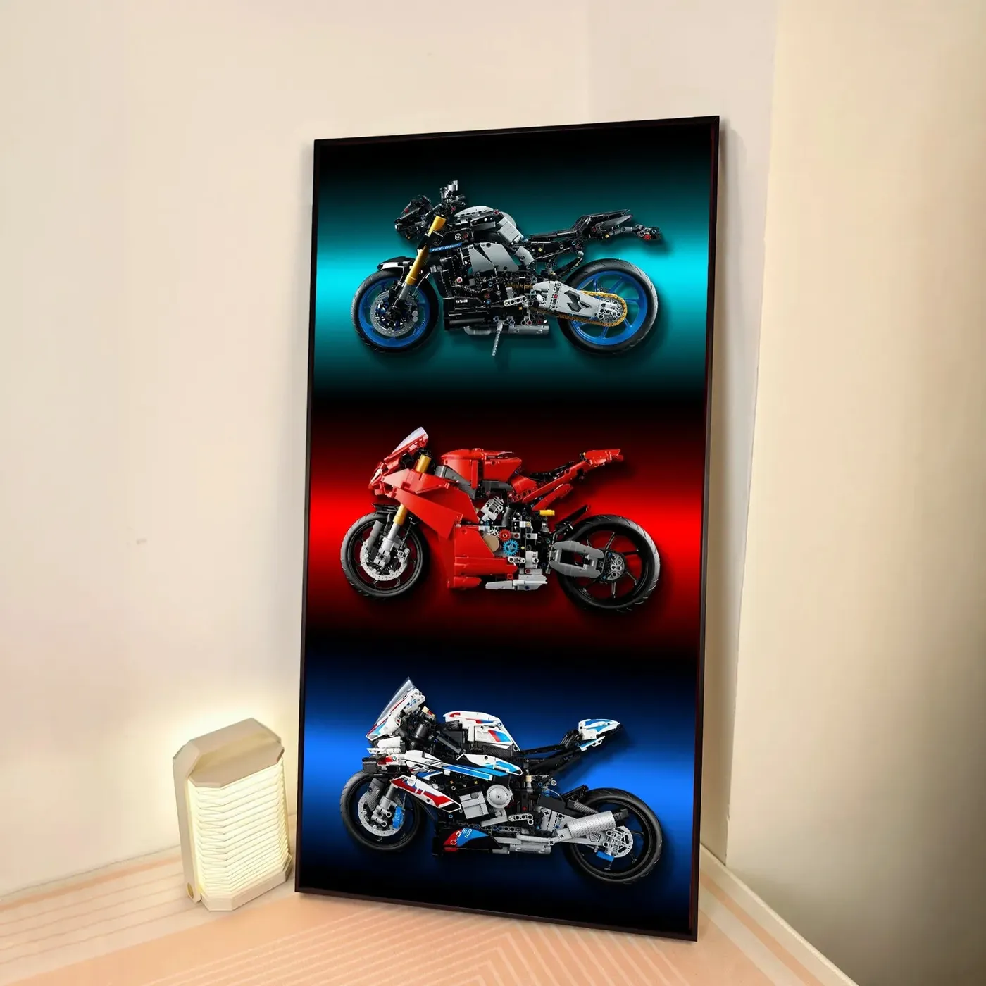Wand-Displayrahmen für LEGO Yamaha 42159, Ducati 42202, BMW 42130 / Trinity-Rahmen mit Halterungen — 3