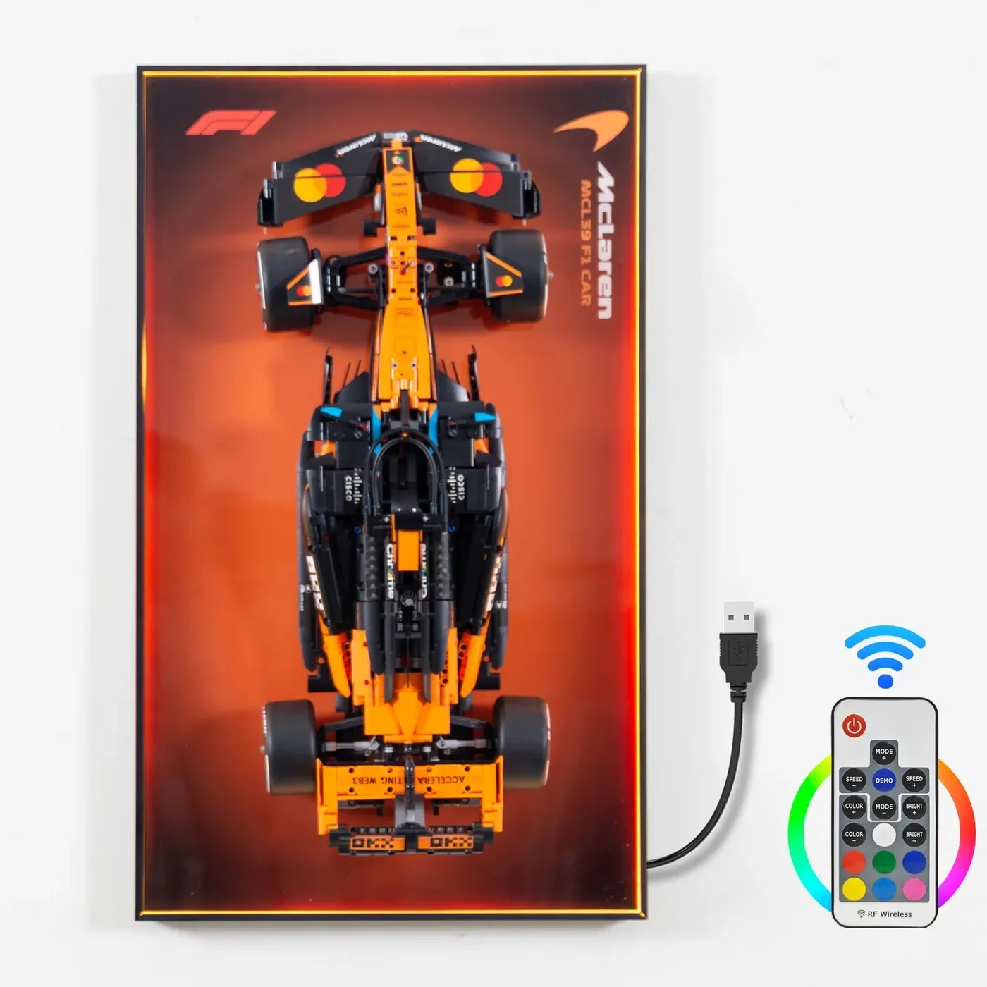 Premium sieninis eksponavimo rėmas, skirtas LEGO Technic McLaren MCL39 F1 Car (42228) — 31