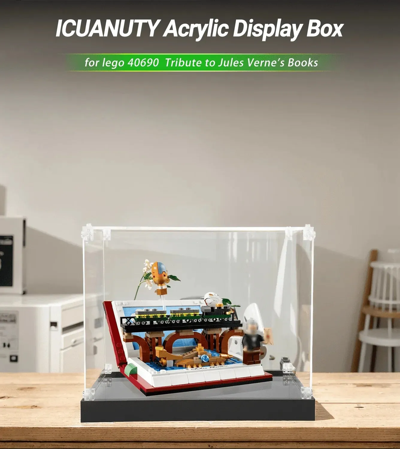 Display case for LEGO Tribute to Jules Verne's Books 40690 — 2