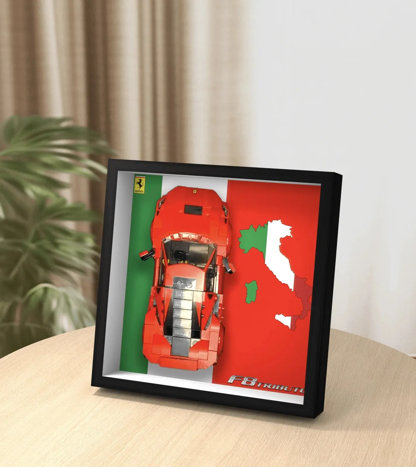 Auto-Displayrahmen für den LEGO Speed Champions Supersportwagen Ferrari F8 Tributo 76895