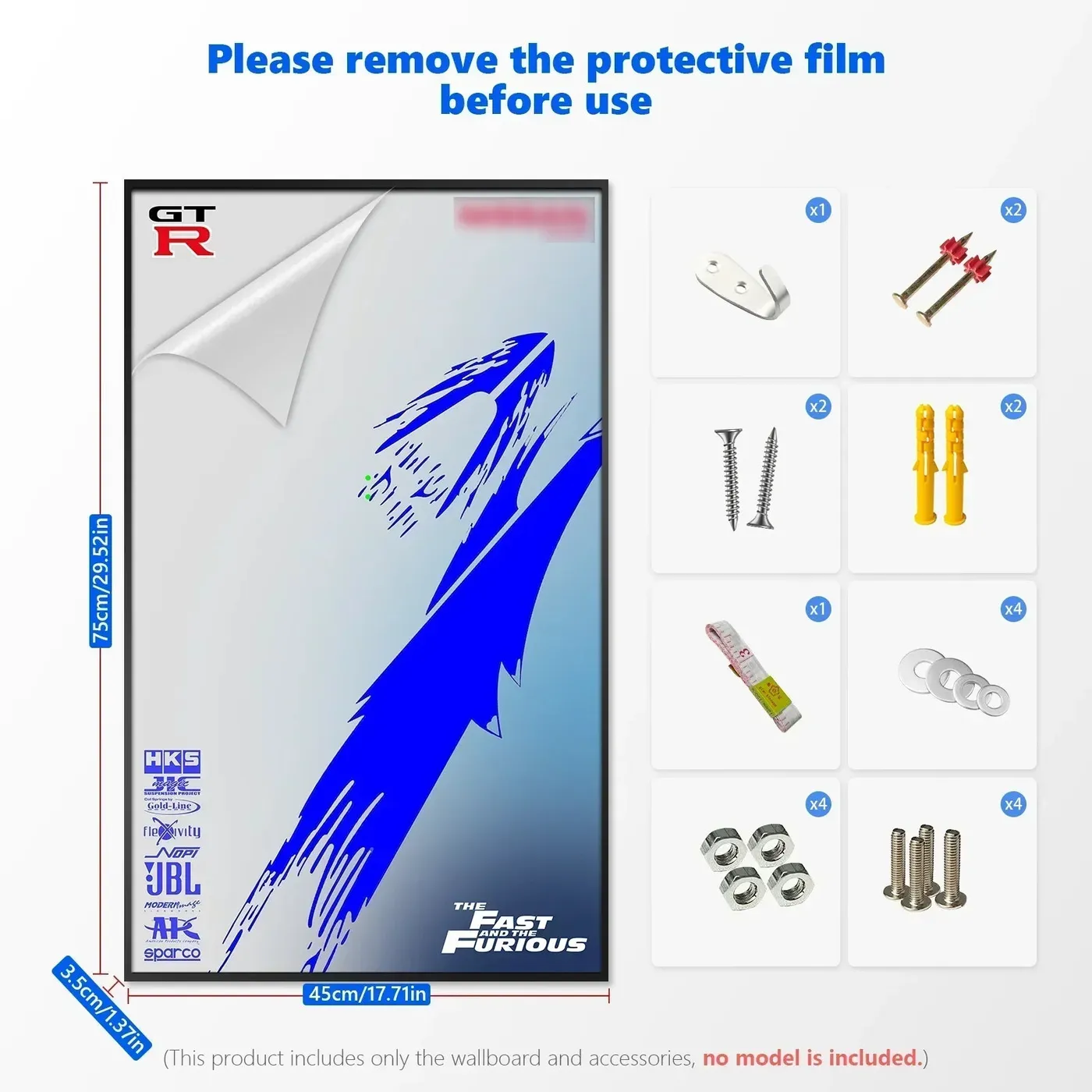 Premium väggmonterad displayram kompatibel med LEGO® Technic™ 42210 Skyline GT-R (R34) — 4