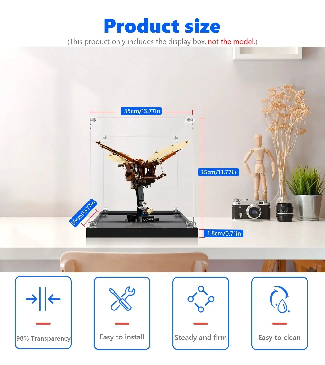 Display case for LEGO Icons Leonardo da Vinci's Flying Machine 10363 — 5