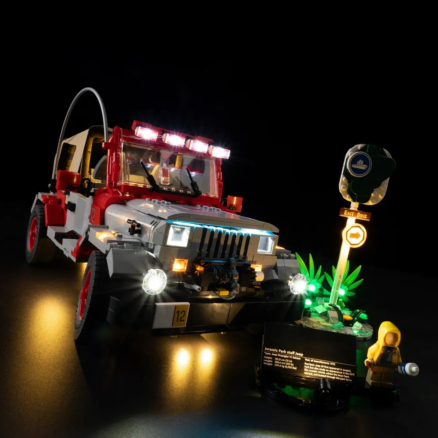 Premium-Beleuchtungsset kompatibel mit LEGO® Jurassic World™ Jurassic Park Jeep® Wrangler 77984 — 15