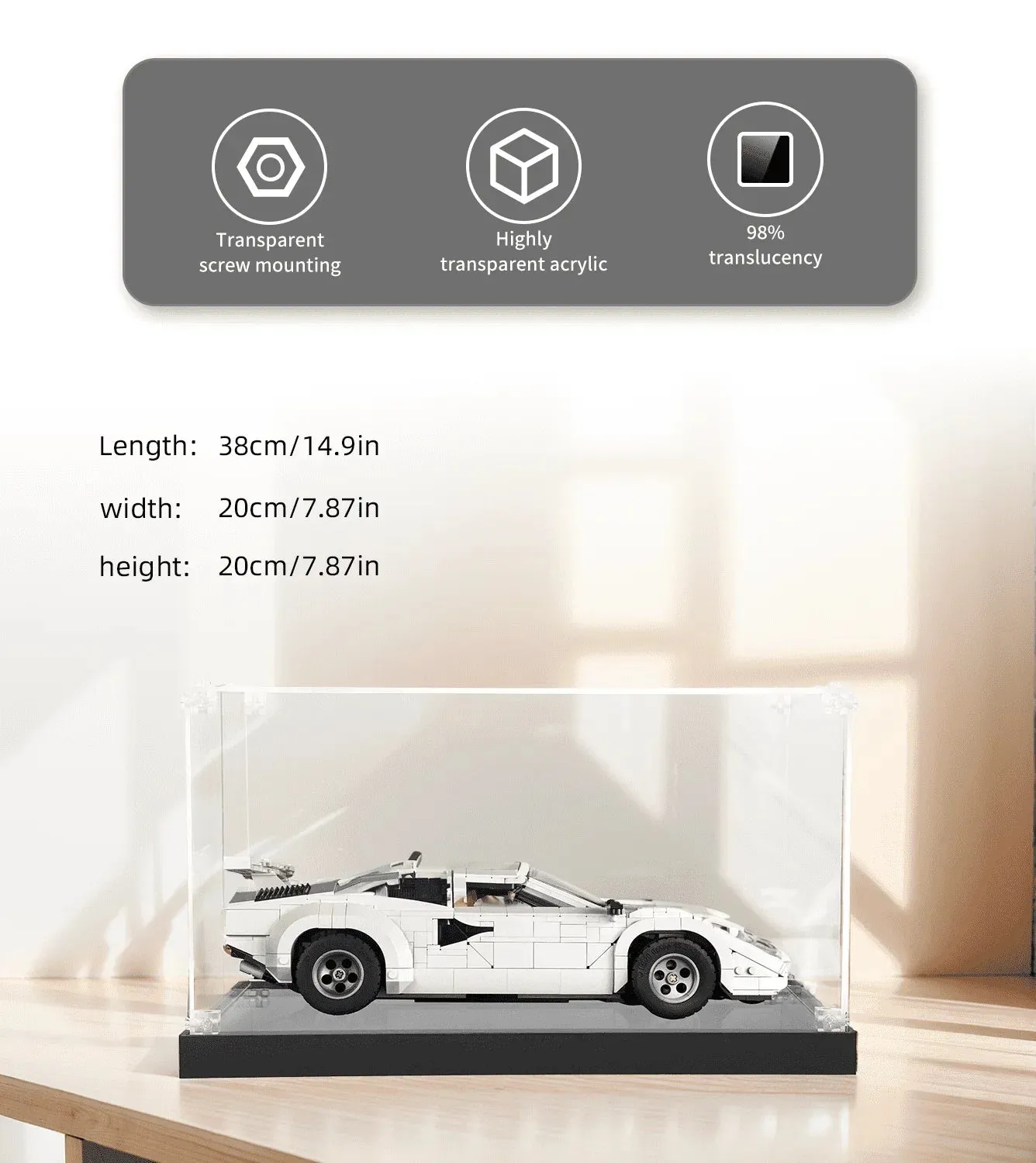 Vitrine für LEGO Lamborghini Countach 5000 Quattrovalvole 10337 — 6