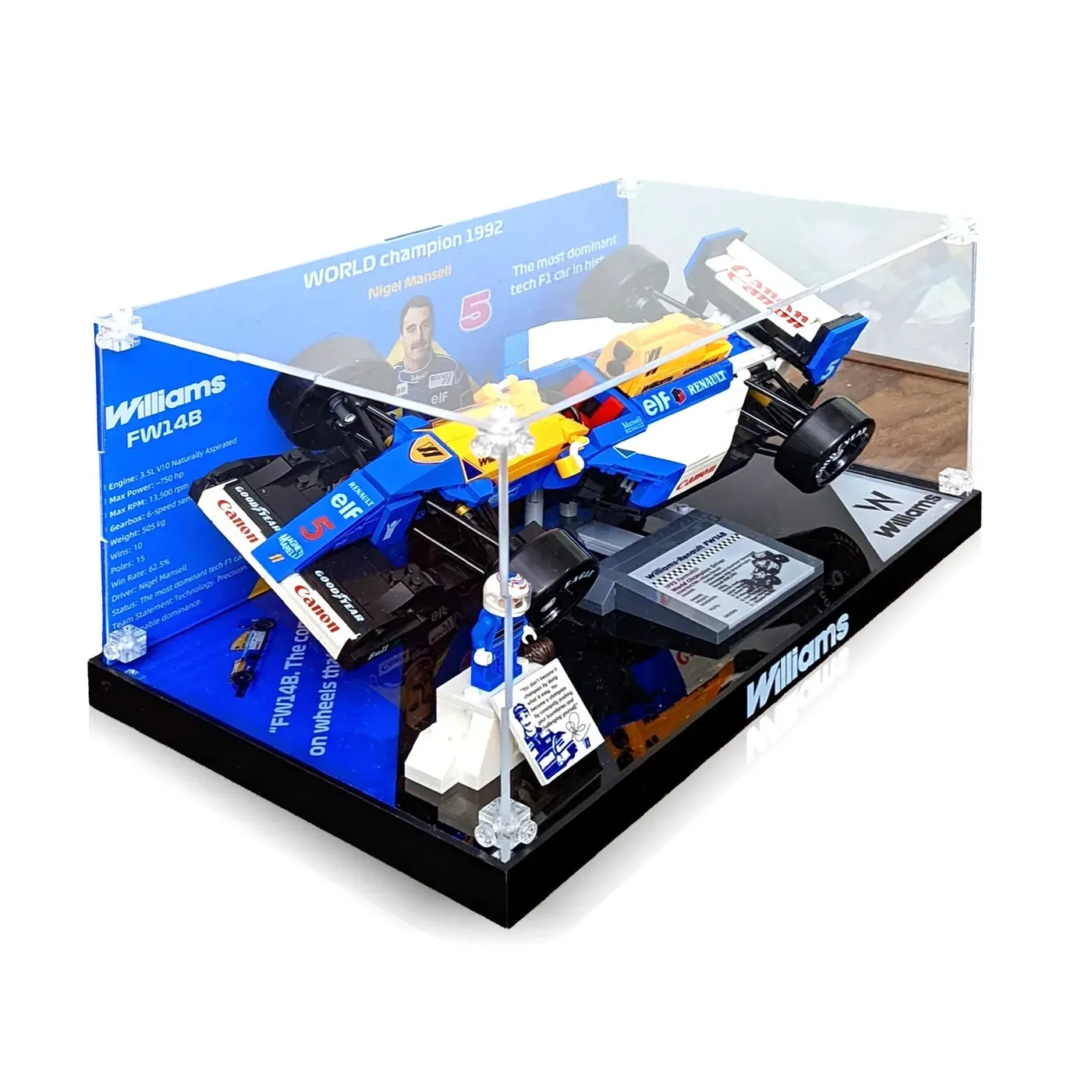Display Case for LEGO® Icons F1 Legends Collection (McLaren MP4/4 10330, Williams FW14B 10353, Ferrari F2004 11375) — 8